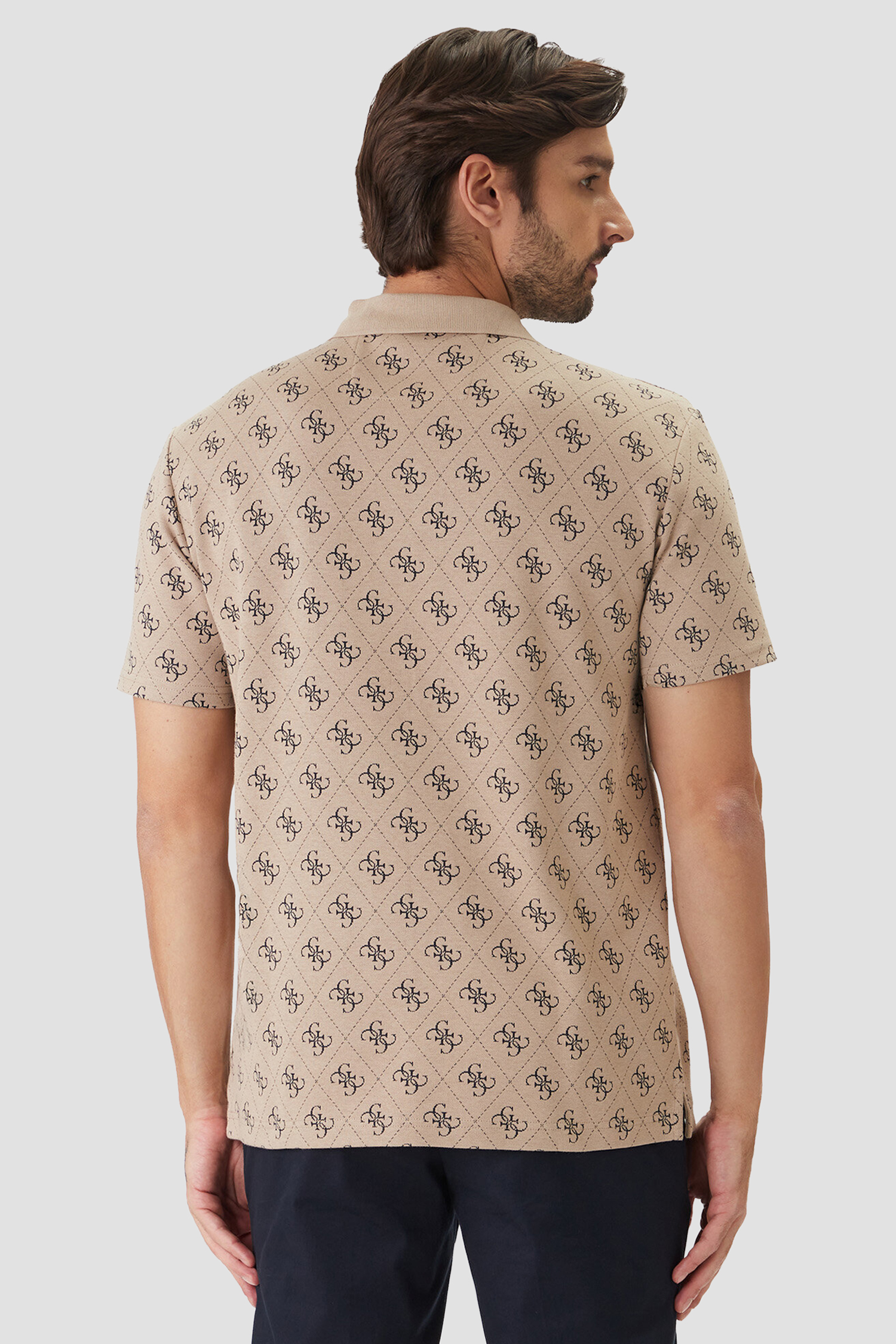 Мужское бежевое поло с узором Guess M6GP04.K3073;FMAZ