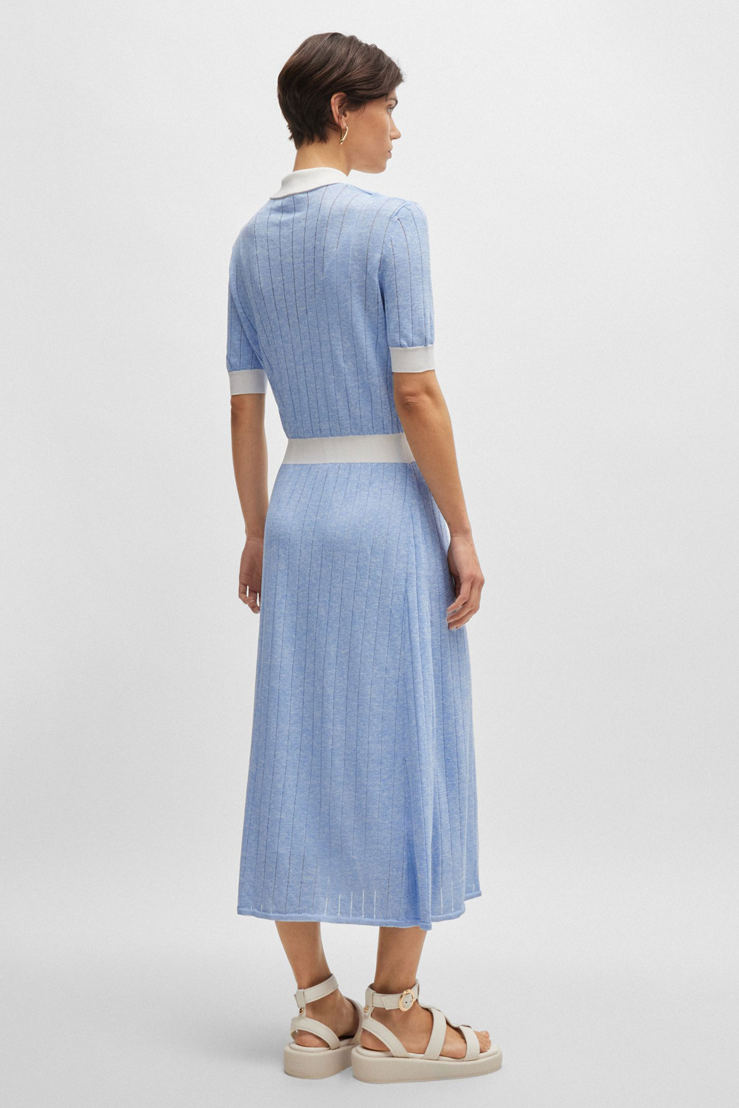 Женское голубое льняное платье BOSS 50509329;969