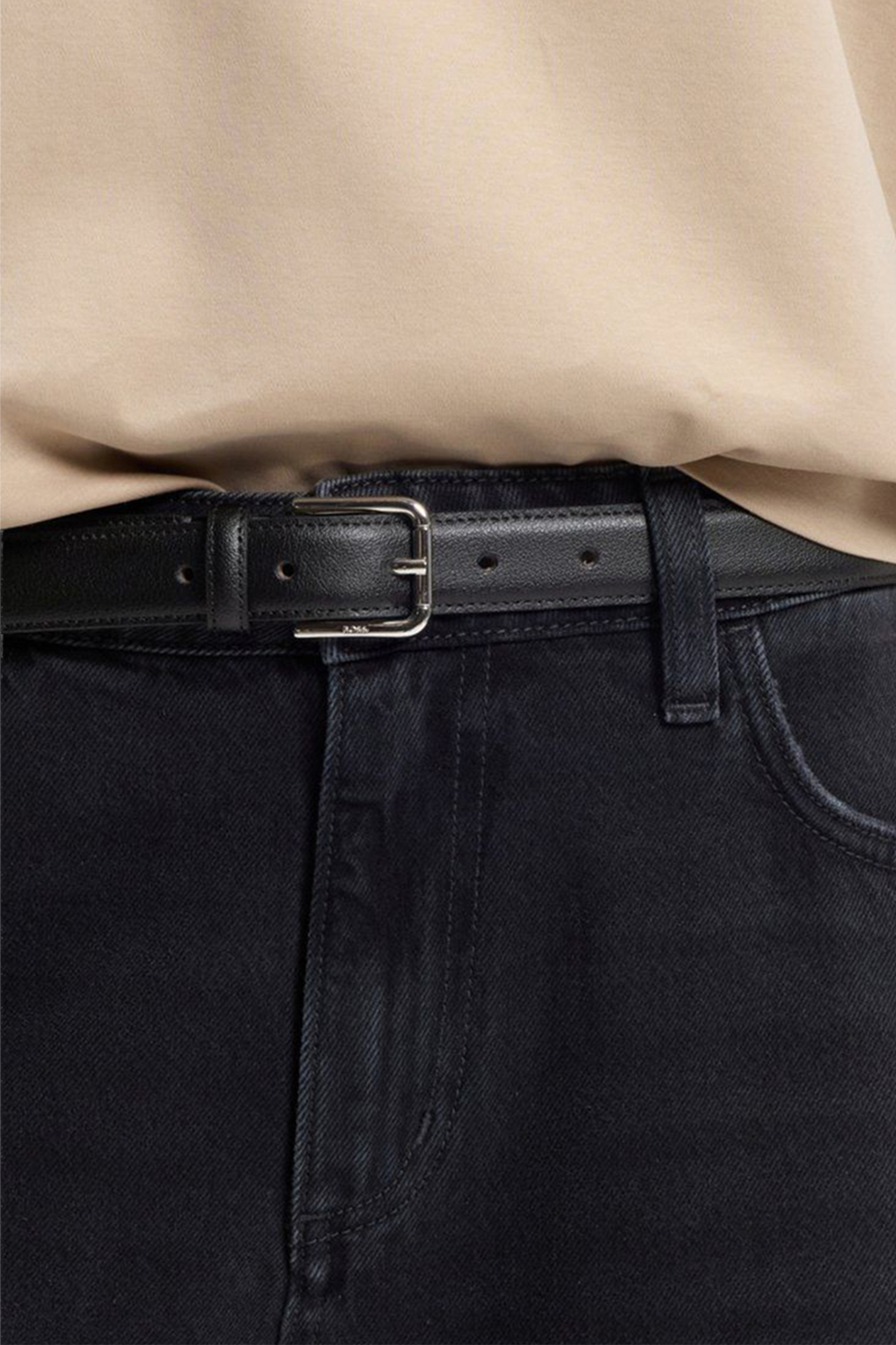 Жіночий чорний шкіряний ремінь BOSS 50558768;001