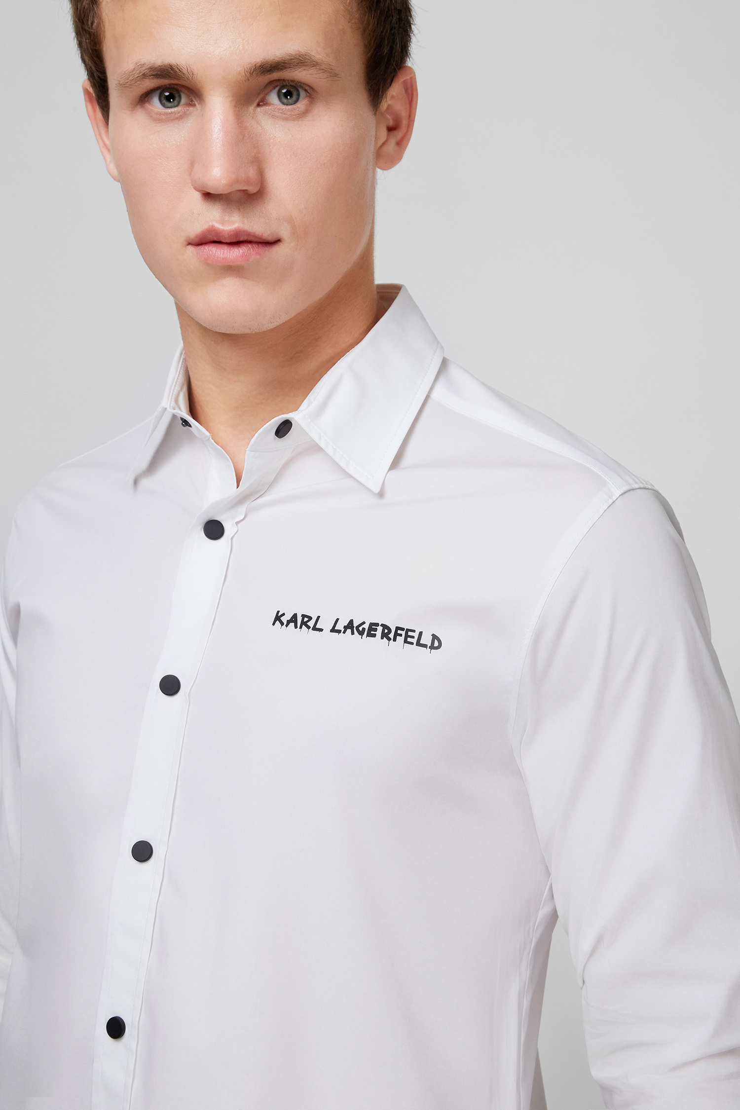 Мужская белая рубашка Karl Lagerfeld 502600.605911;10 — Ultrashop