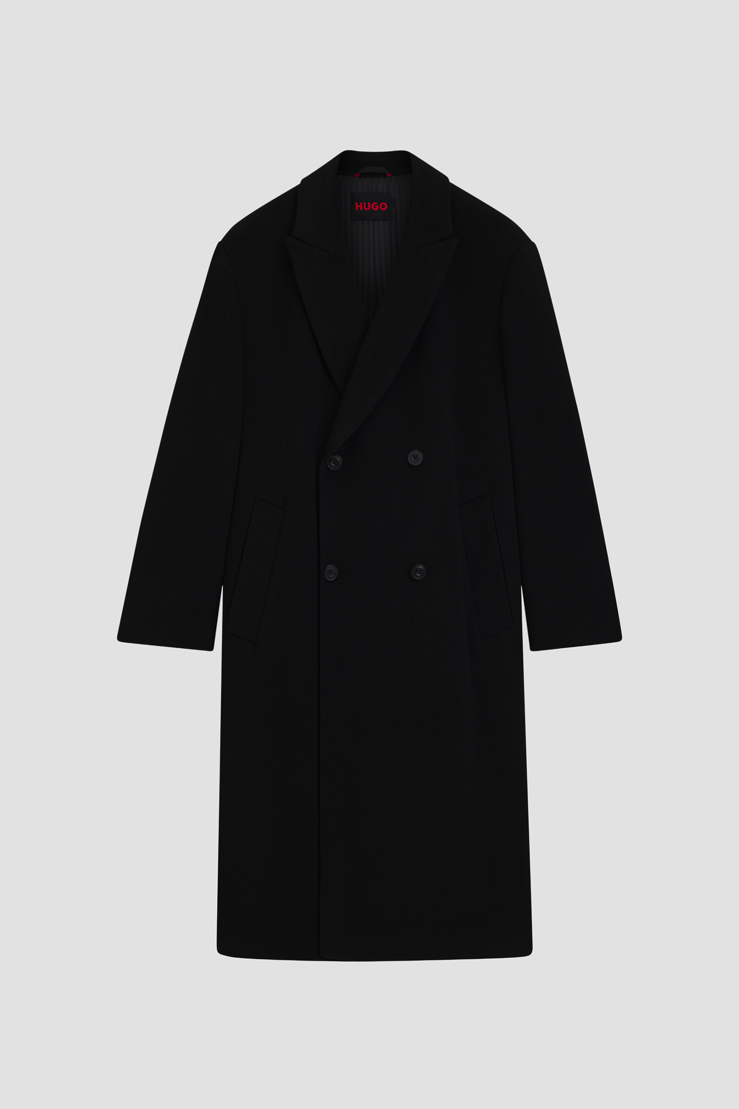 Чоловіче чорне вовняне пальто HUGO 50549291;001