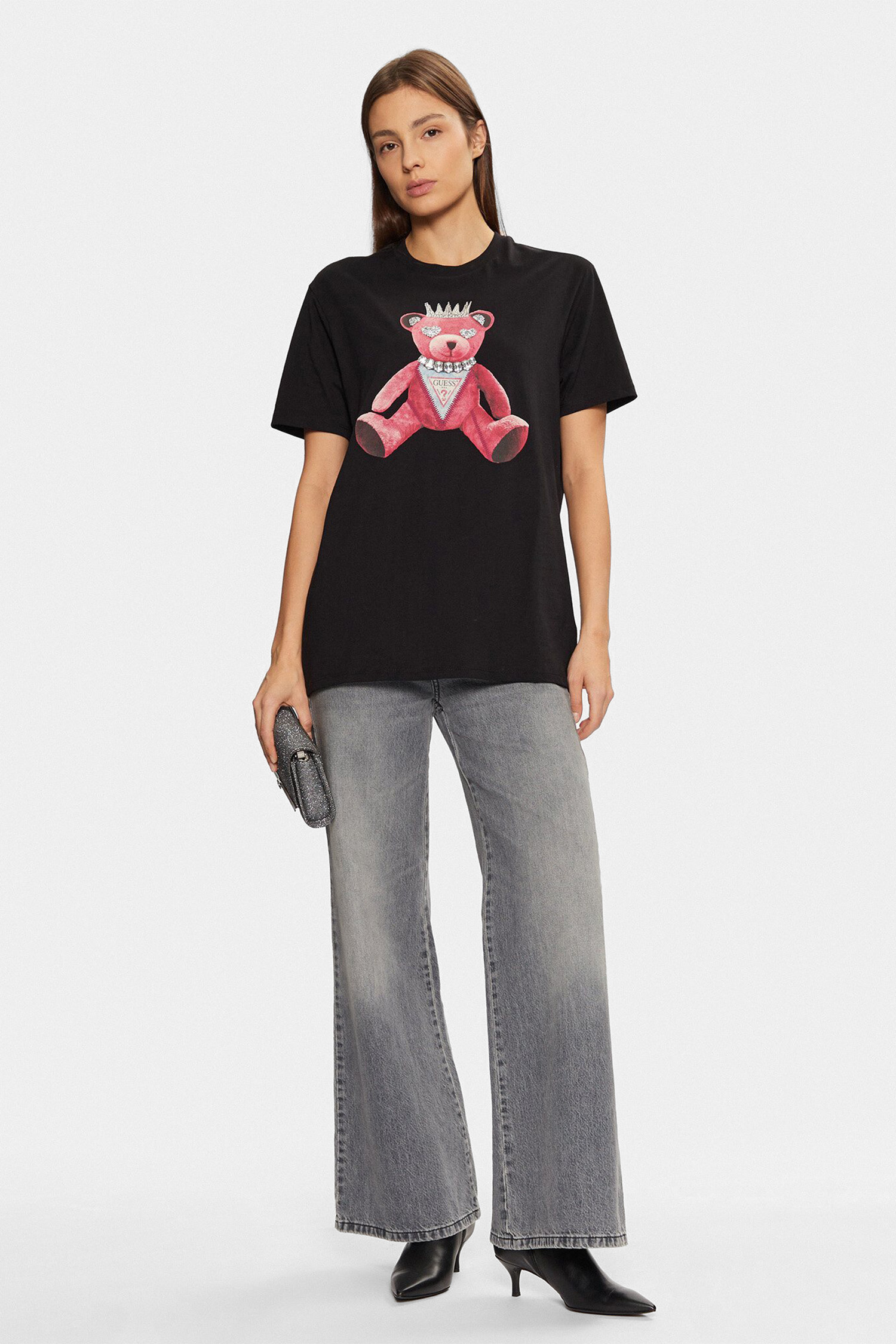 Жіноча чорна футболка Guess W5RI30.K9RM1;JBLK