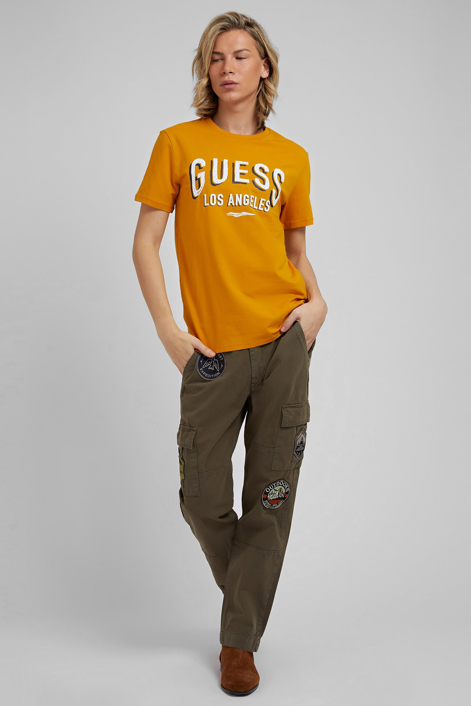 Мужская оранжевая футболка Guess M2RI18.J1311;G287