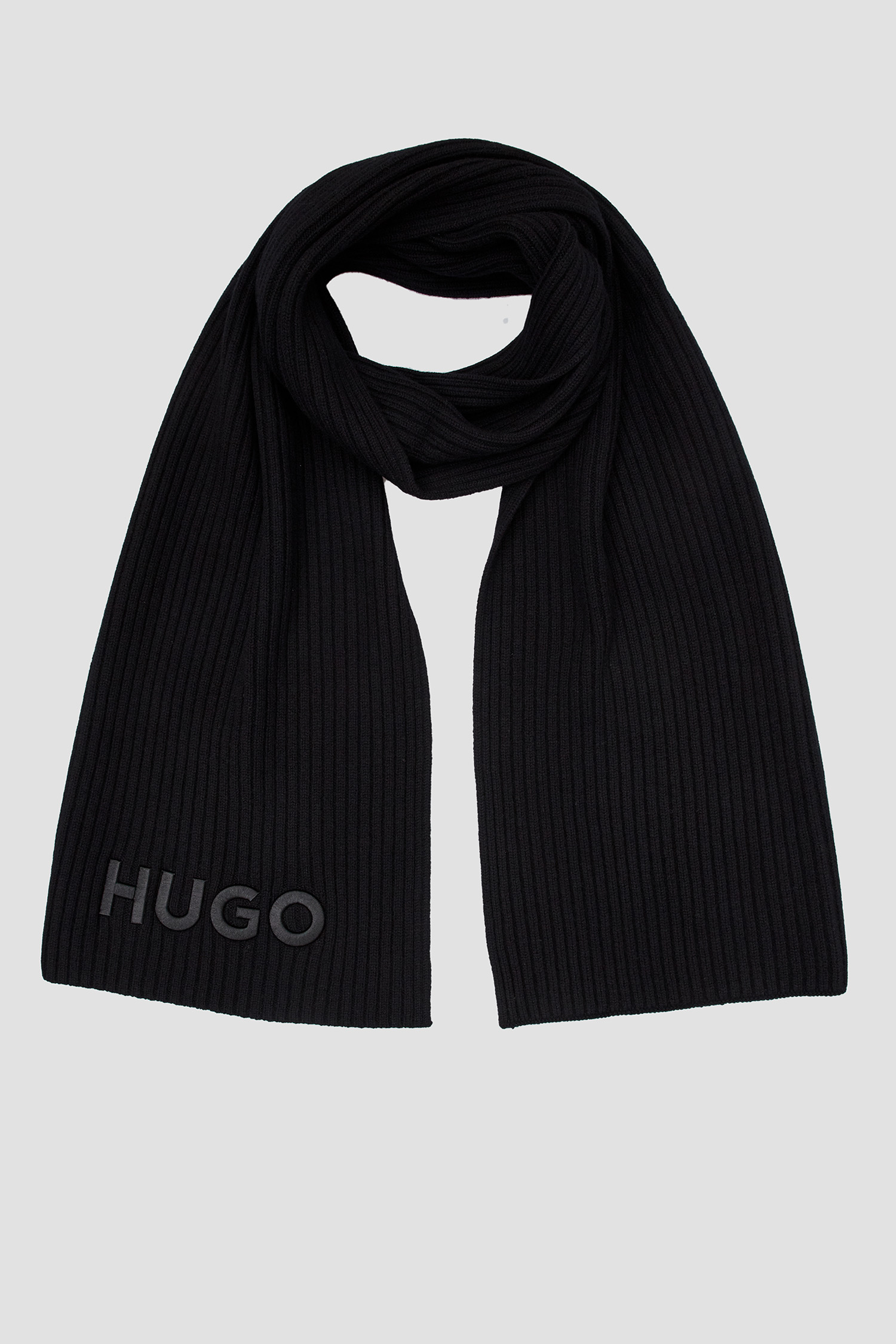 Чоловічий чорний вовняний шарф HUGO 50500517;001