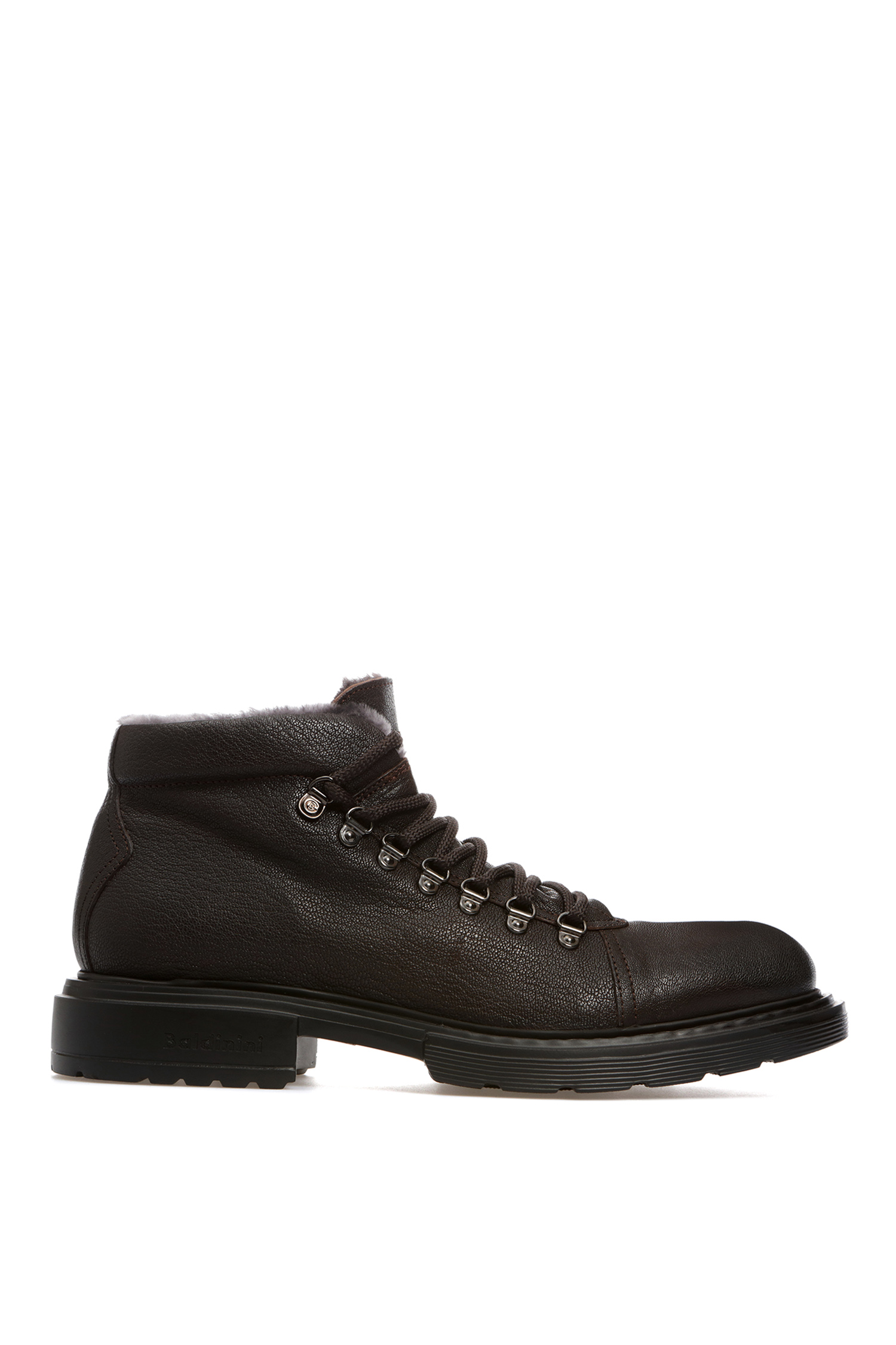 Мужские темно-коричневые кожаные ботинки с мехом Baldinini 047143;30