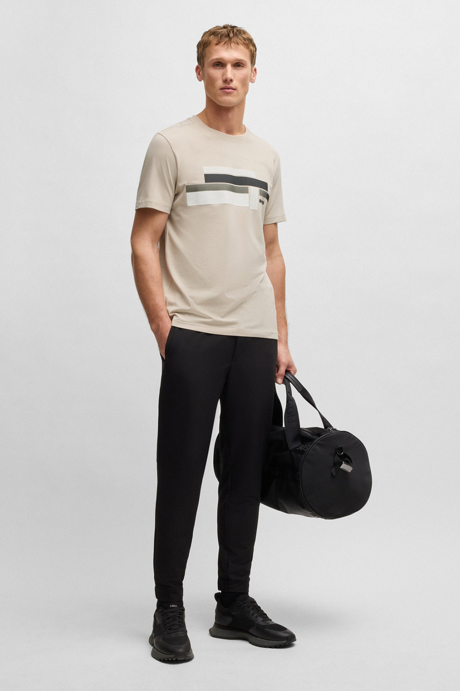 Чоловіча бежева футболка BOSS 50538923;284