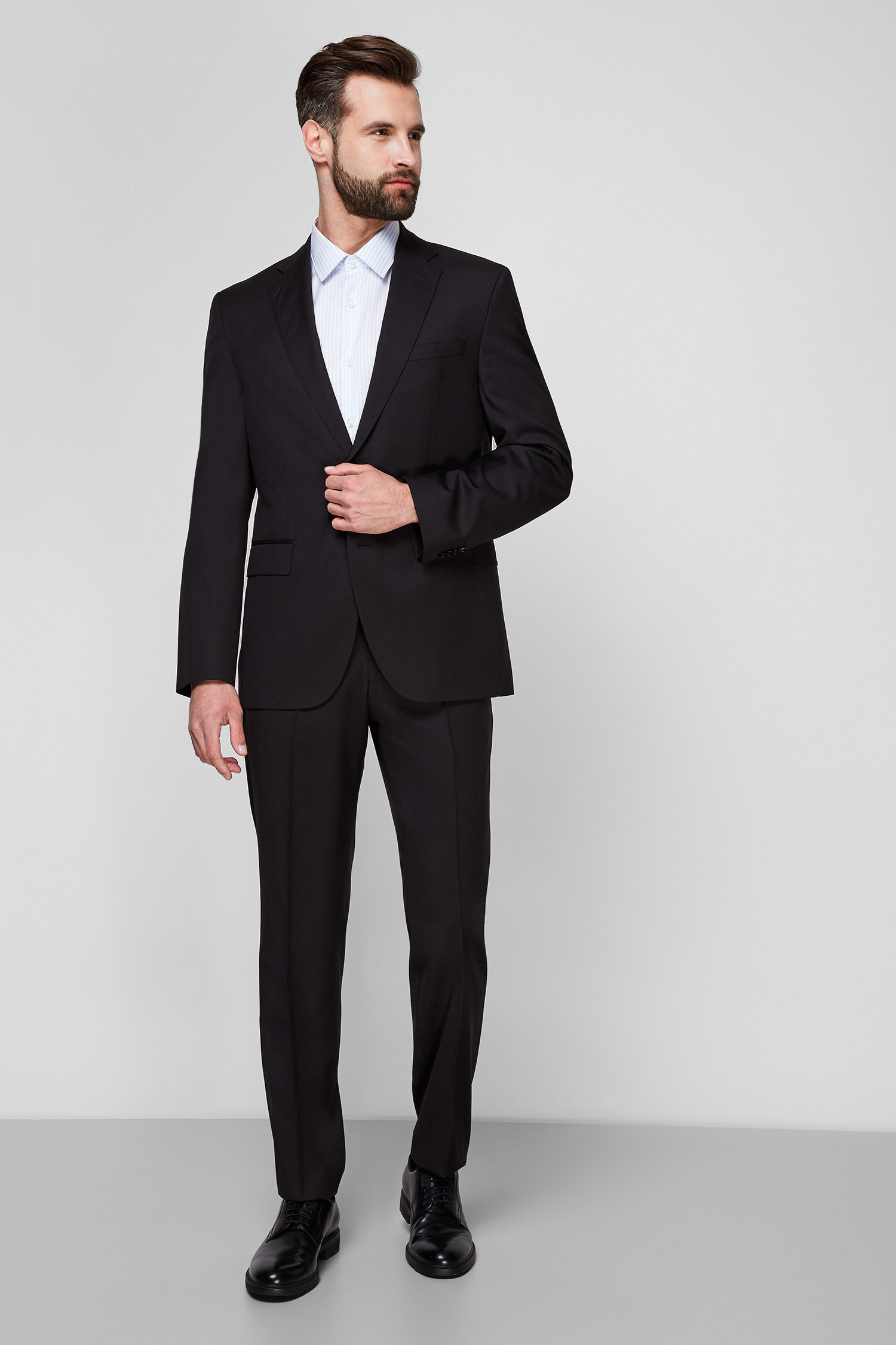 Чоловічий чорний вовняний костюм (піджак, брюки) BOSS 50318521К;001