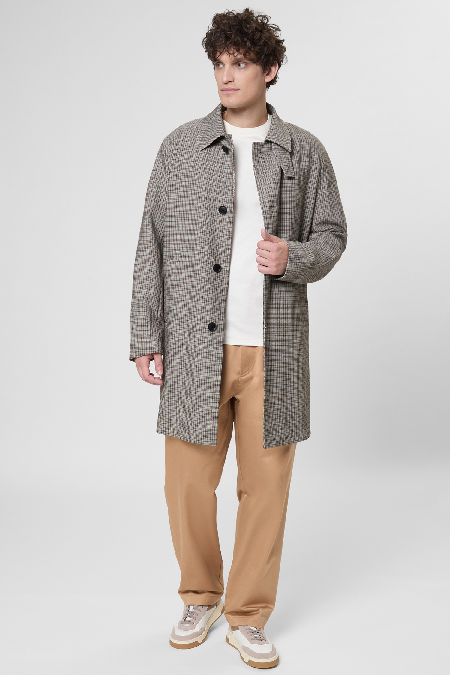 Чоловіче бежеве картате пальто BOSS 50546039;260