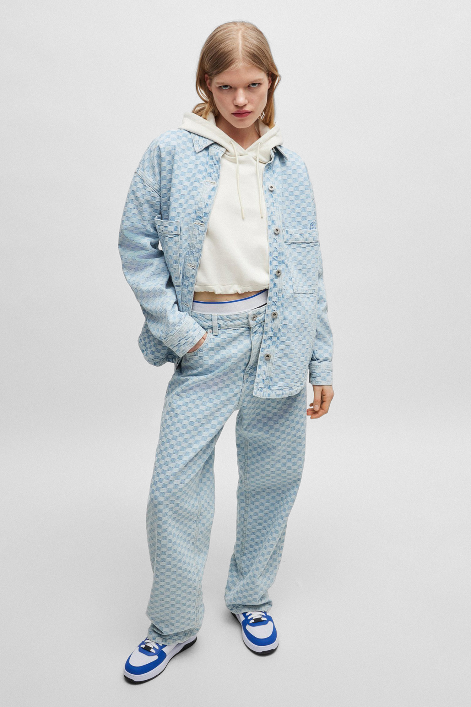 Женская голубая джинсовая куртка с узором HUGO BLUE 50517293;458