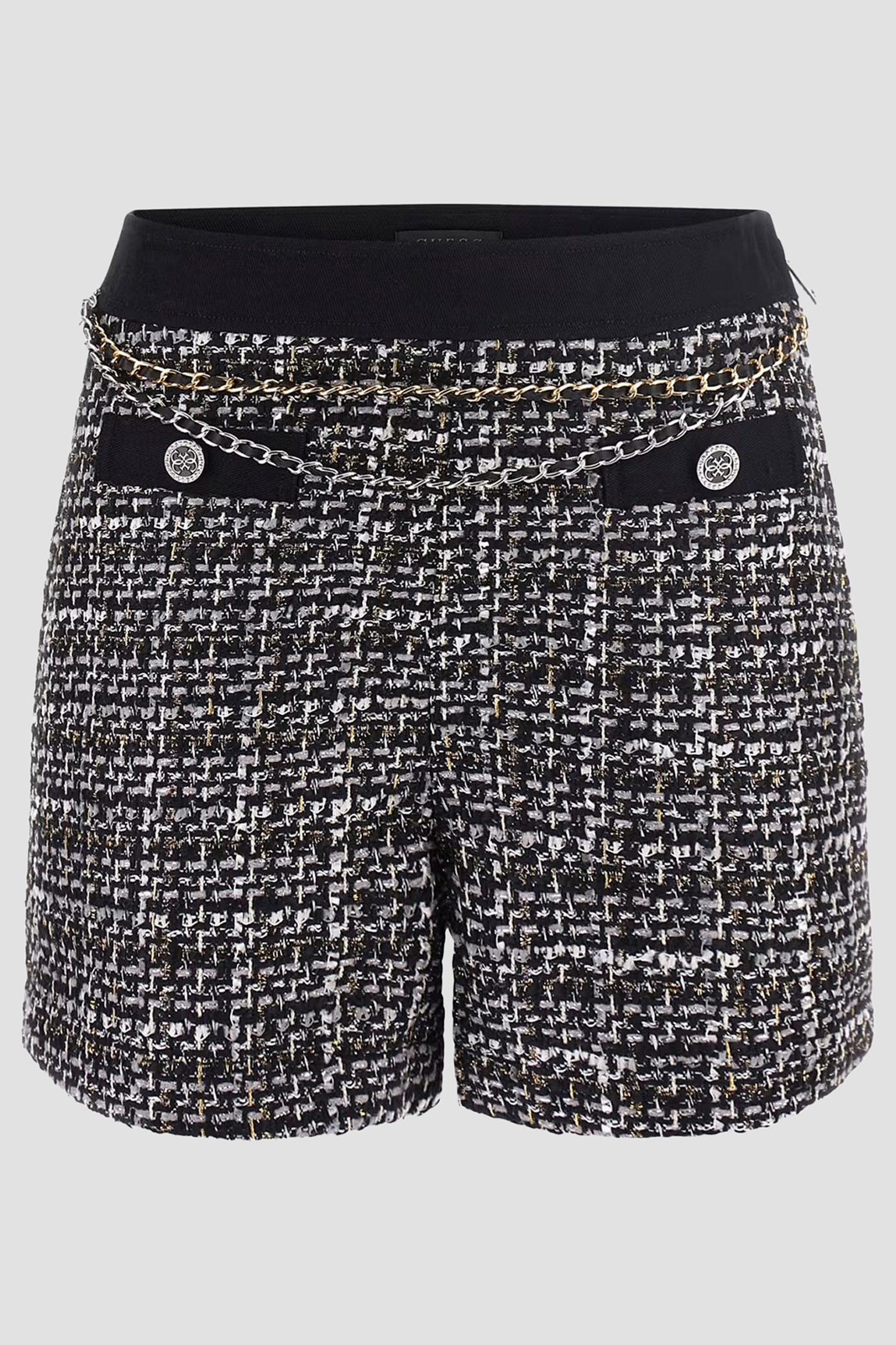 Женские черные твидовые шорты Guess W4BD63.WGIL2;F9EF