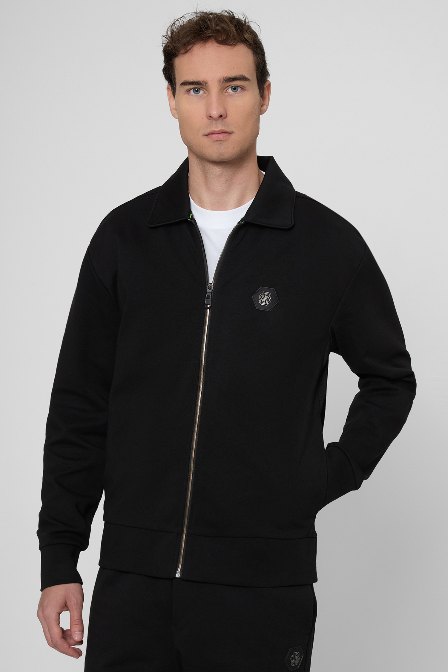 Чоловіча чорна кофта на блискавці BOSS 50543881;001