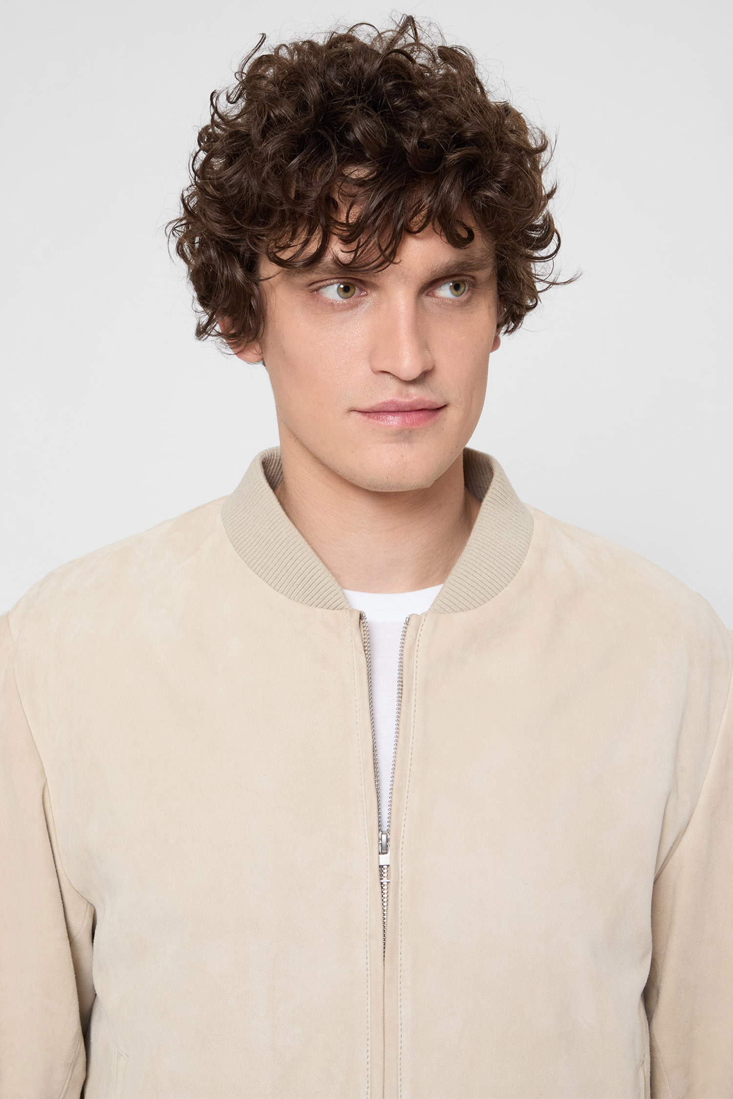 Мужской бежевый кожаный бомбер BECKHAM x BOSS BOSS 50549074;276