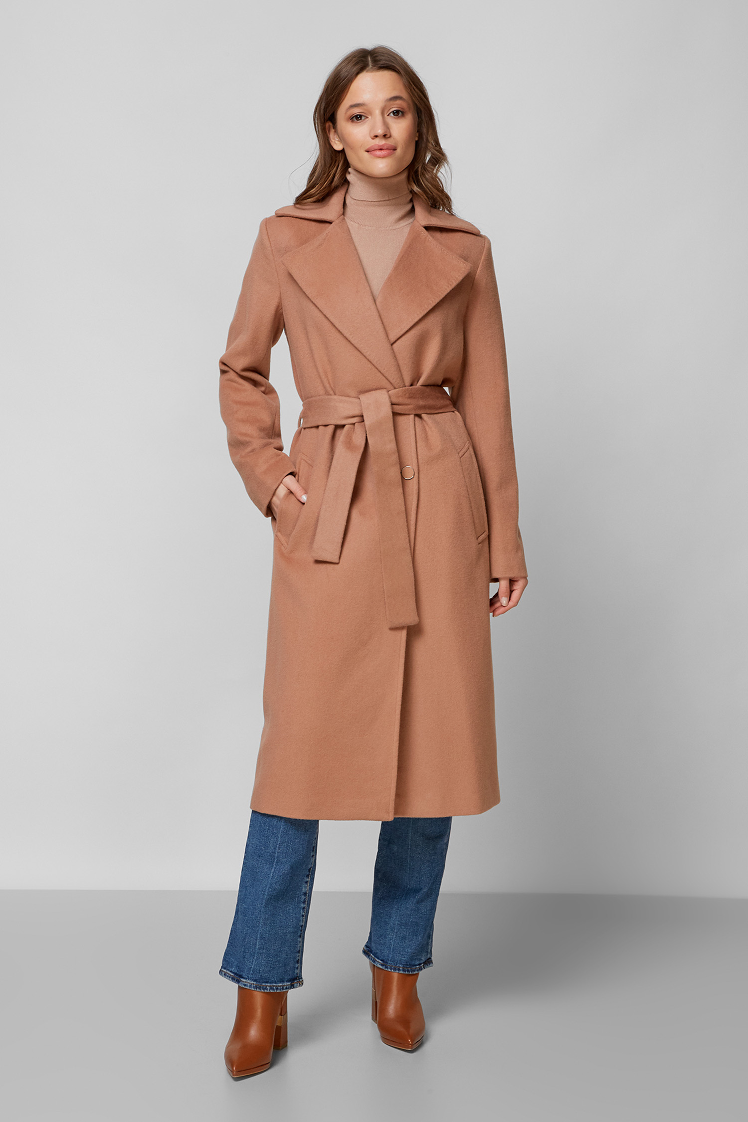 Gabella wide collar on sale long wool wrap coat