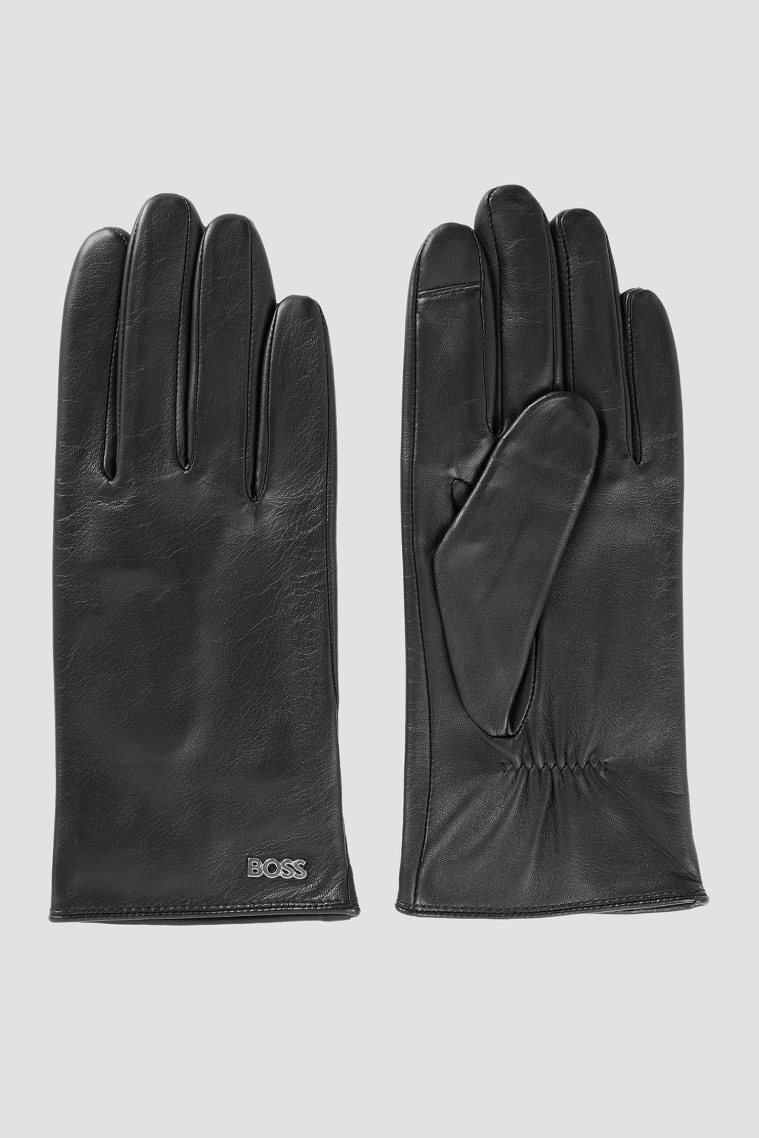Женские черные кожаные перчатки BOSS 50526613;001