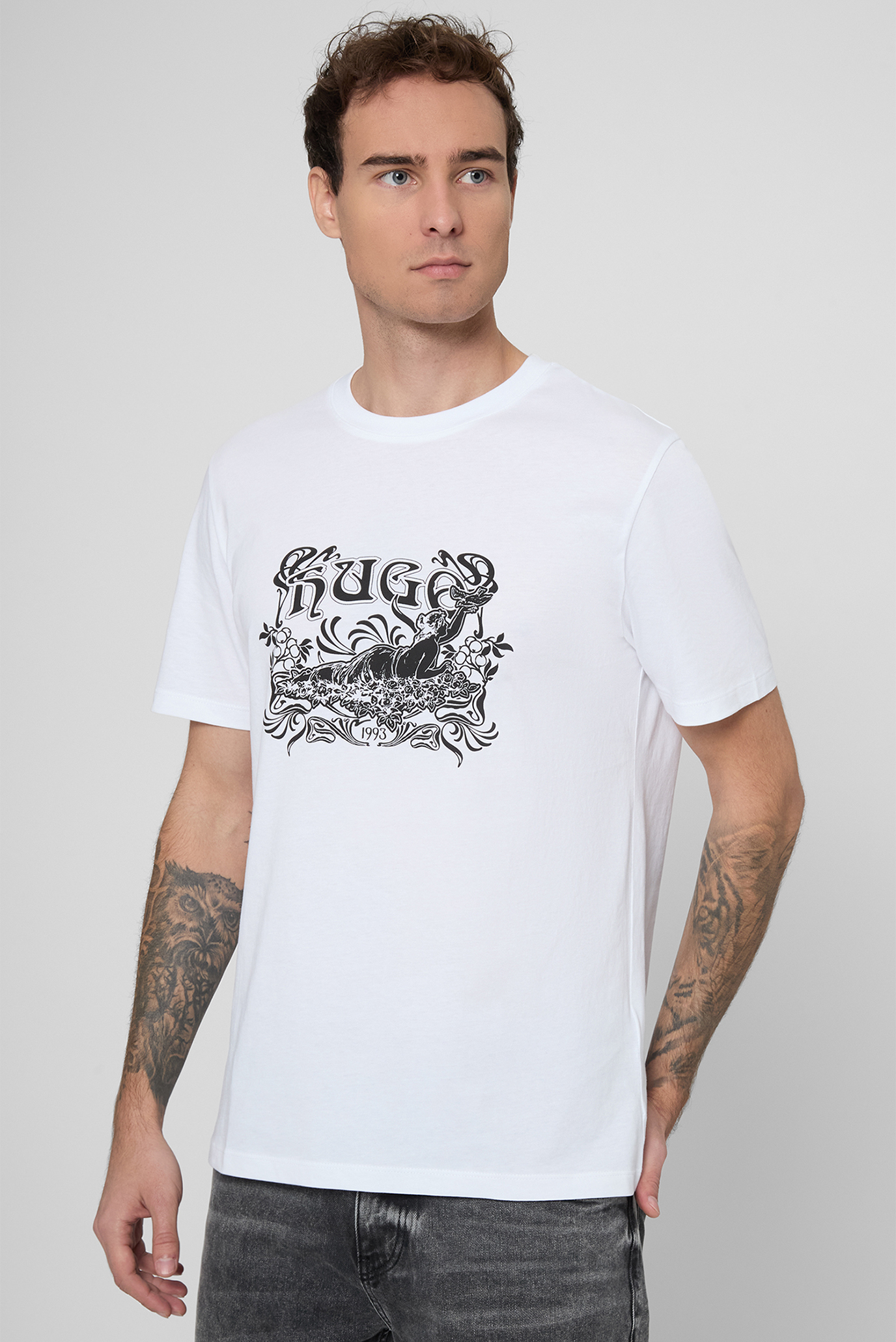 Мужская белая футболка HUGO 50548565;100