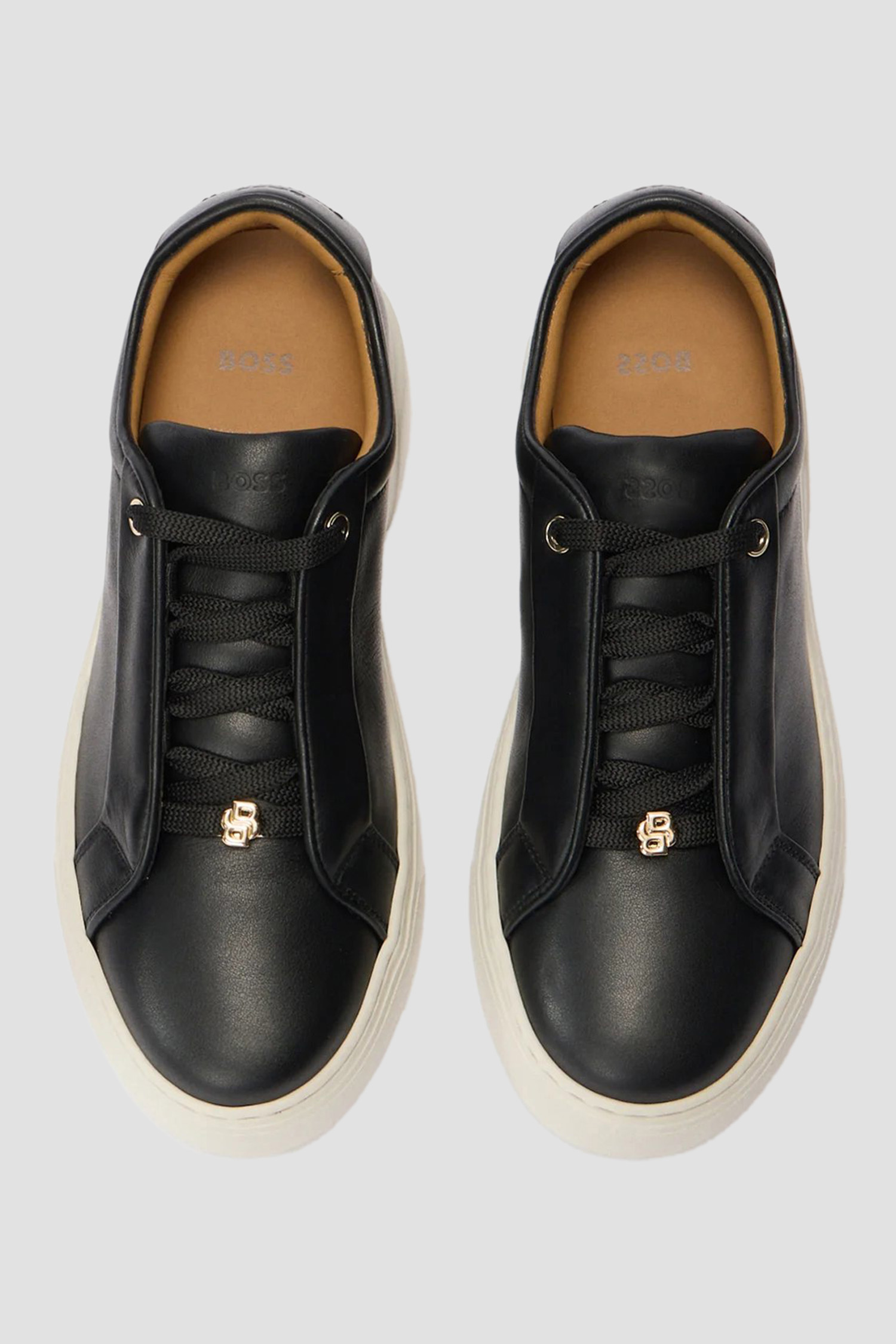 Женские черные кожаные сникерсы BOSS 50553055;001