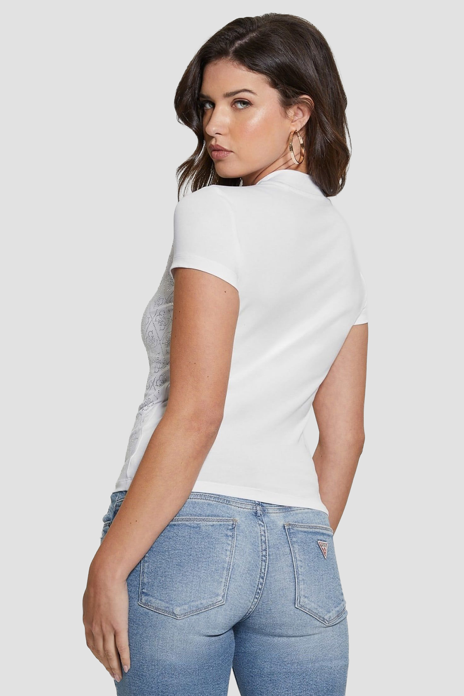 Жіноча біла футболка з візерунком Guess W4BI26.J1314;G011