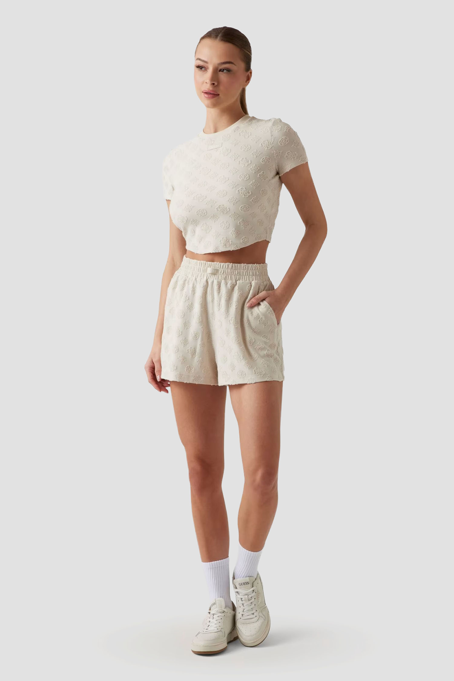 Жіночий бежевий топ Guess V5GP21.KCT02;FNFN