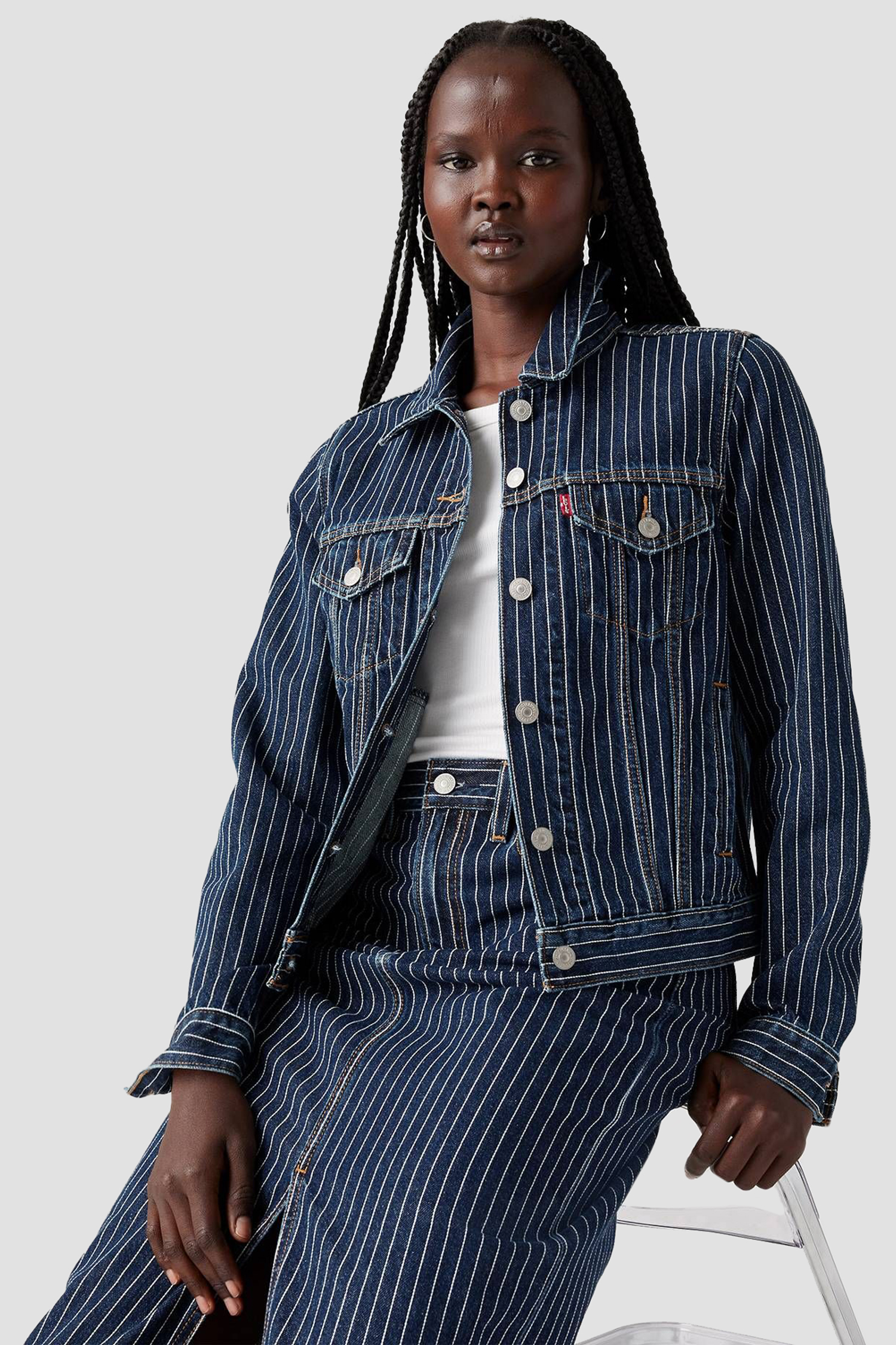 Женская темно-синяя джинсовая куртка в полоску Levi’s® 29945;0198