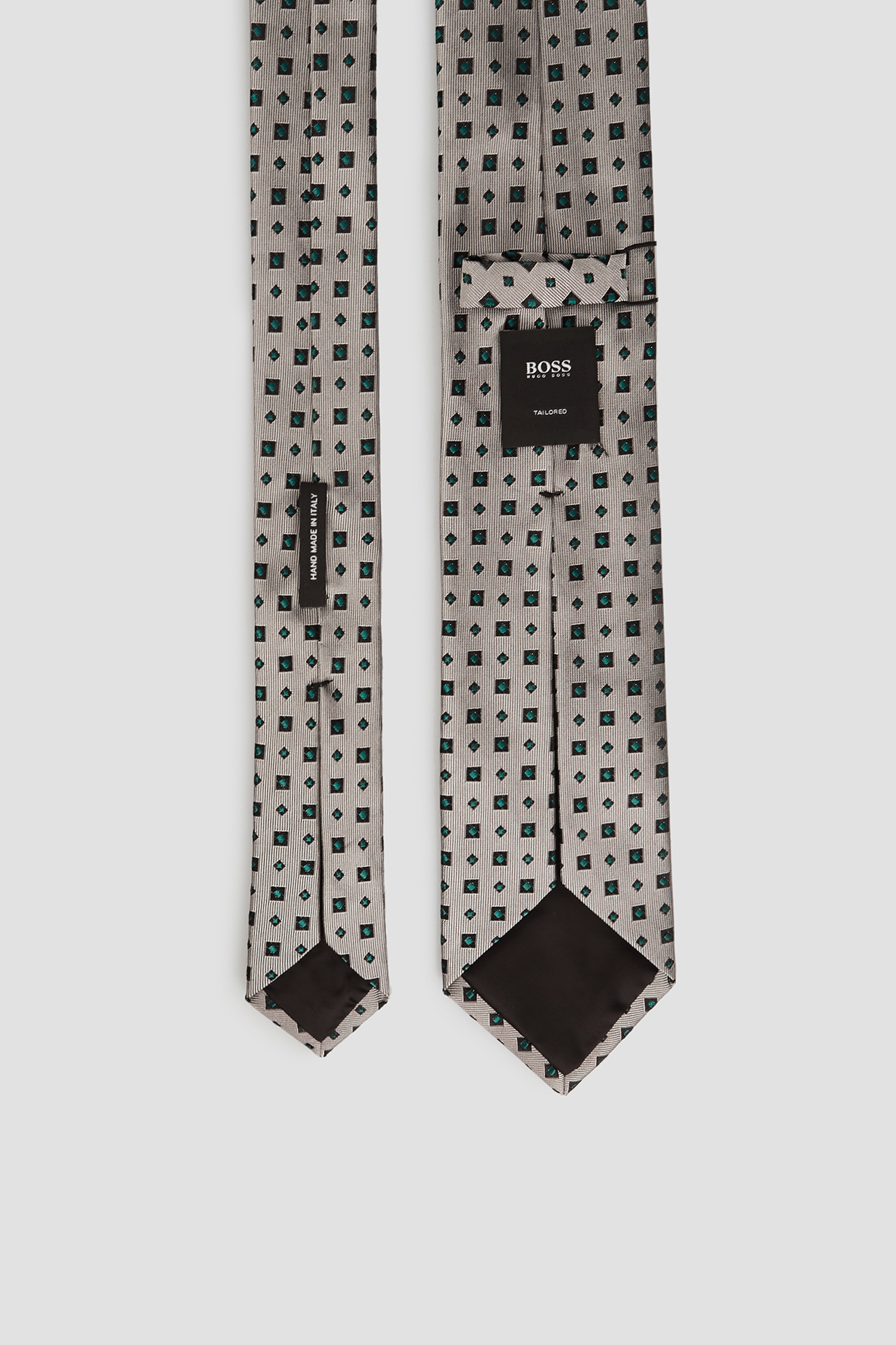 Чоловіча сіра шовкова краватка з візерунком BOSS 50455460;072