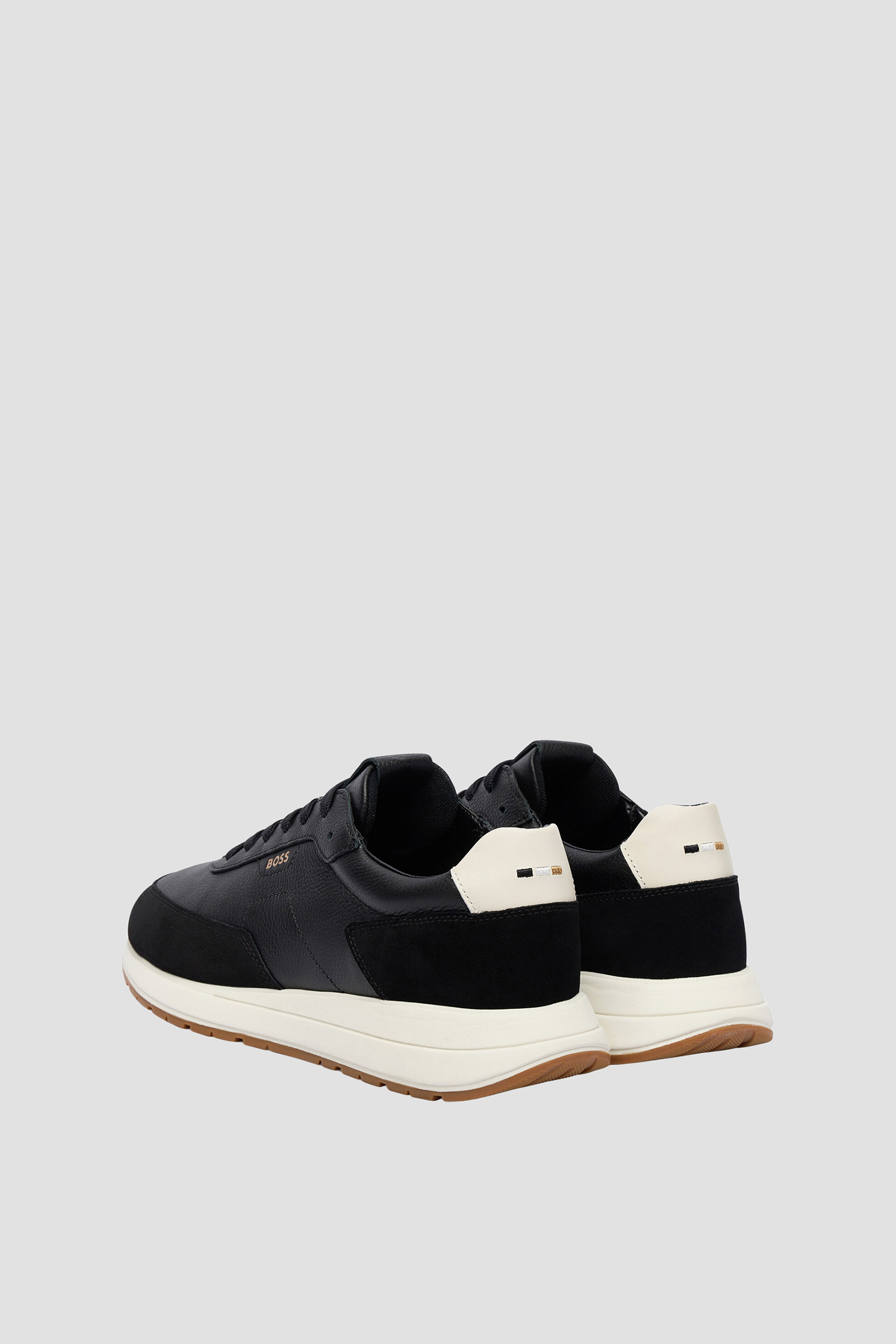 Мужские черные кожаные кроссовки BOSS 50552859;021