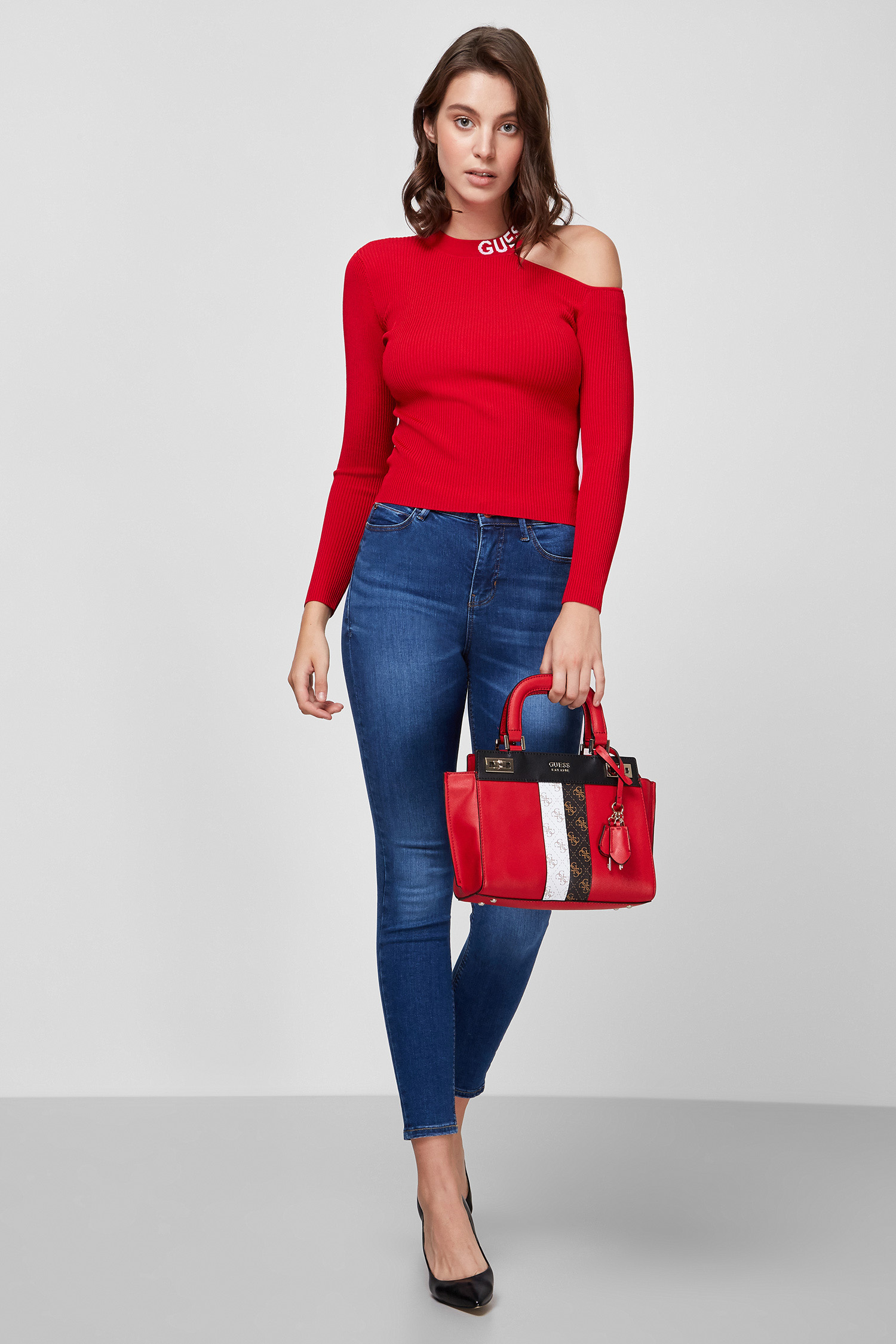 Женские синие джинсы High-Rise Skinny Guess W0YA46.D4484;SHEF