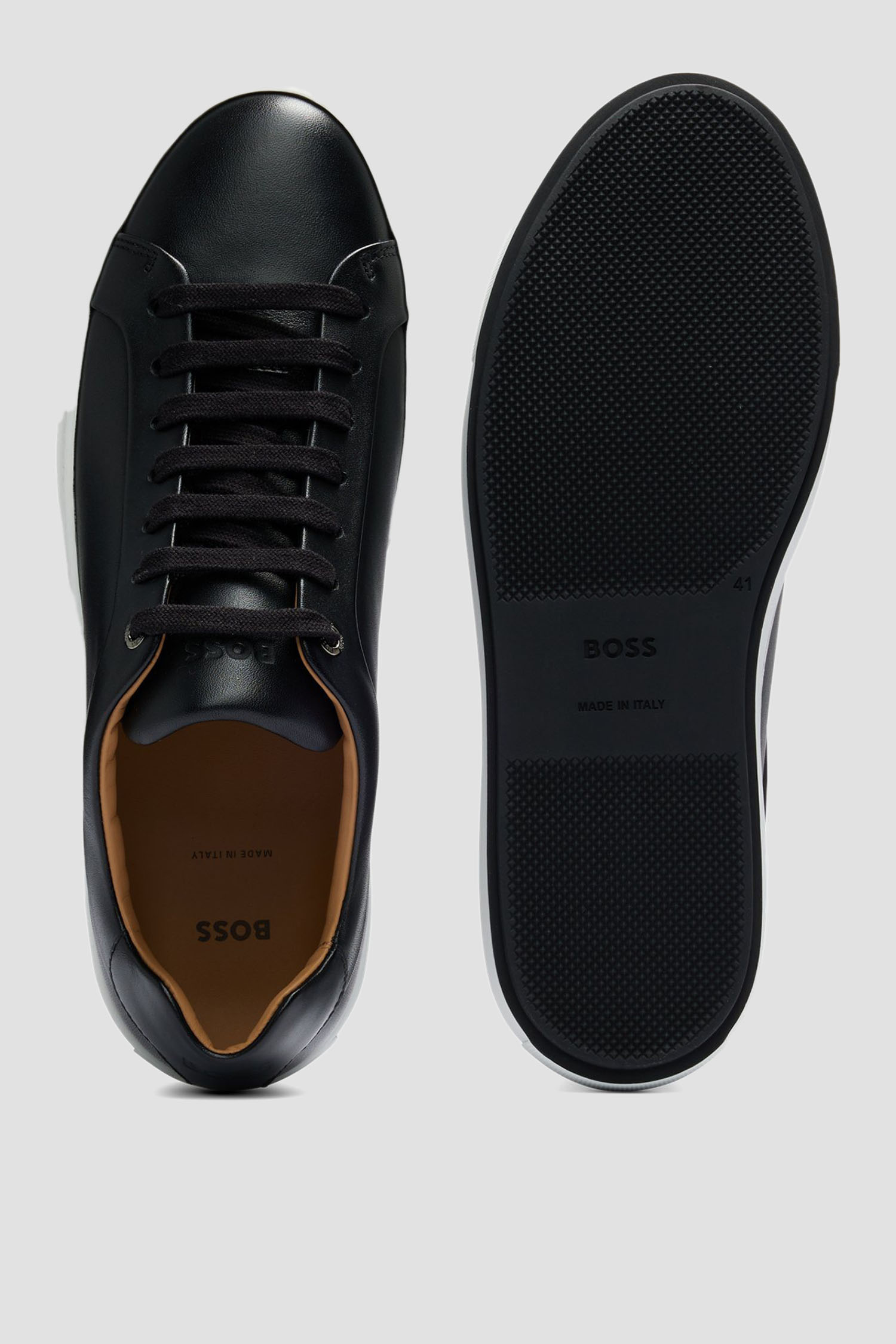 Чоловічі чорні шкіряні снікерси BOSS 50499798;002