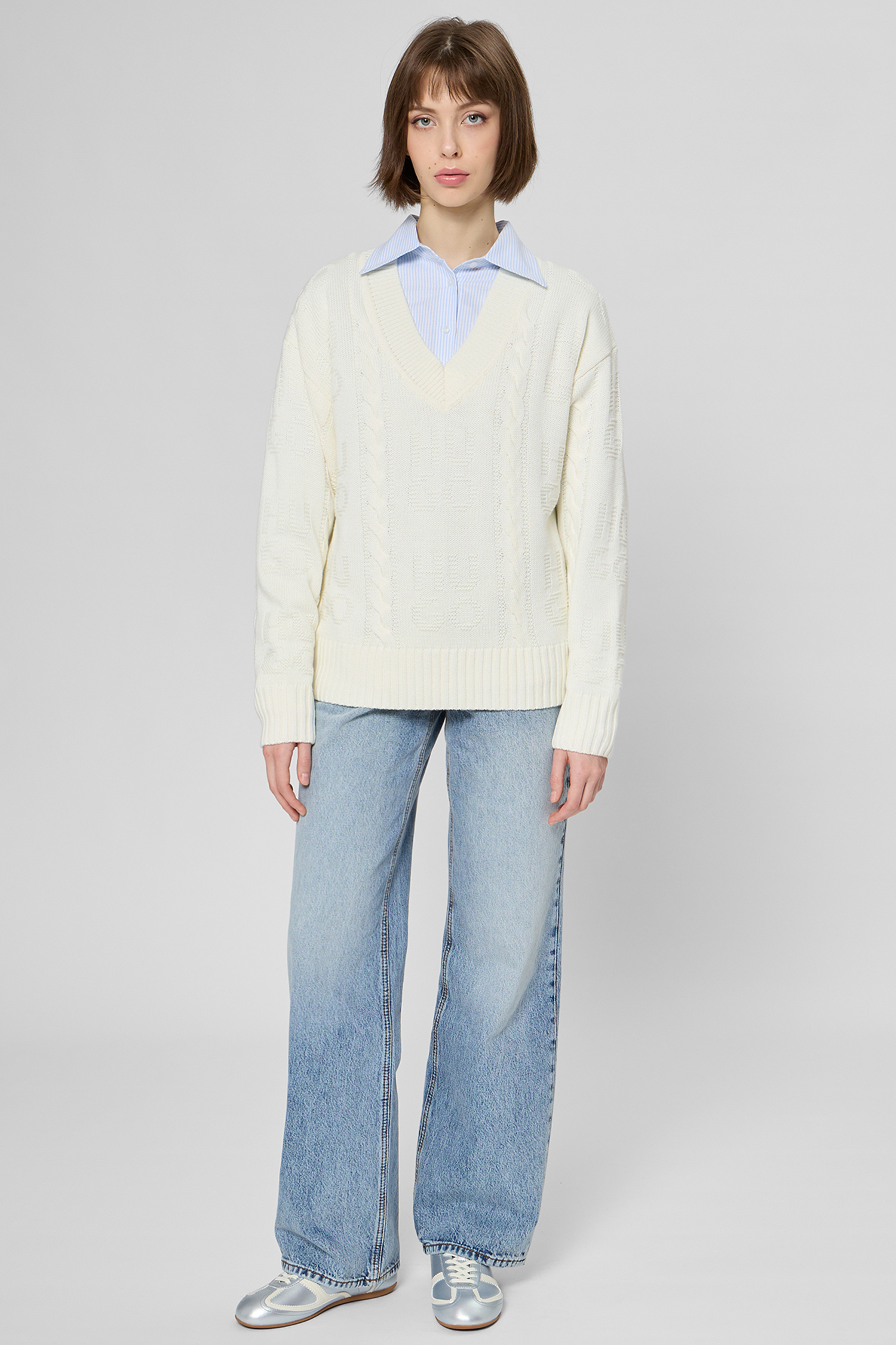 Жіночий білий вовняний пуловер HUGO 50554075;115