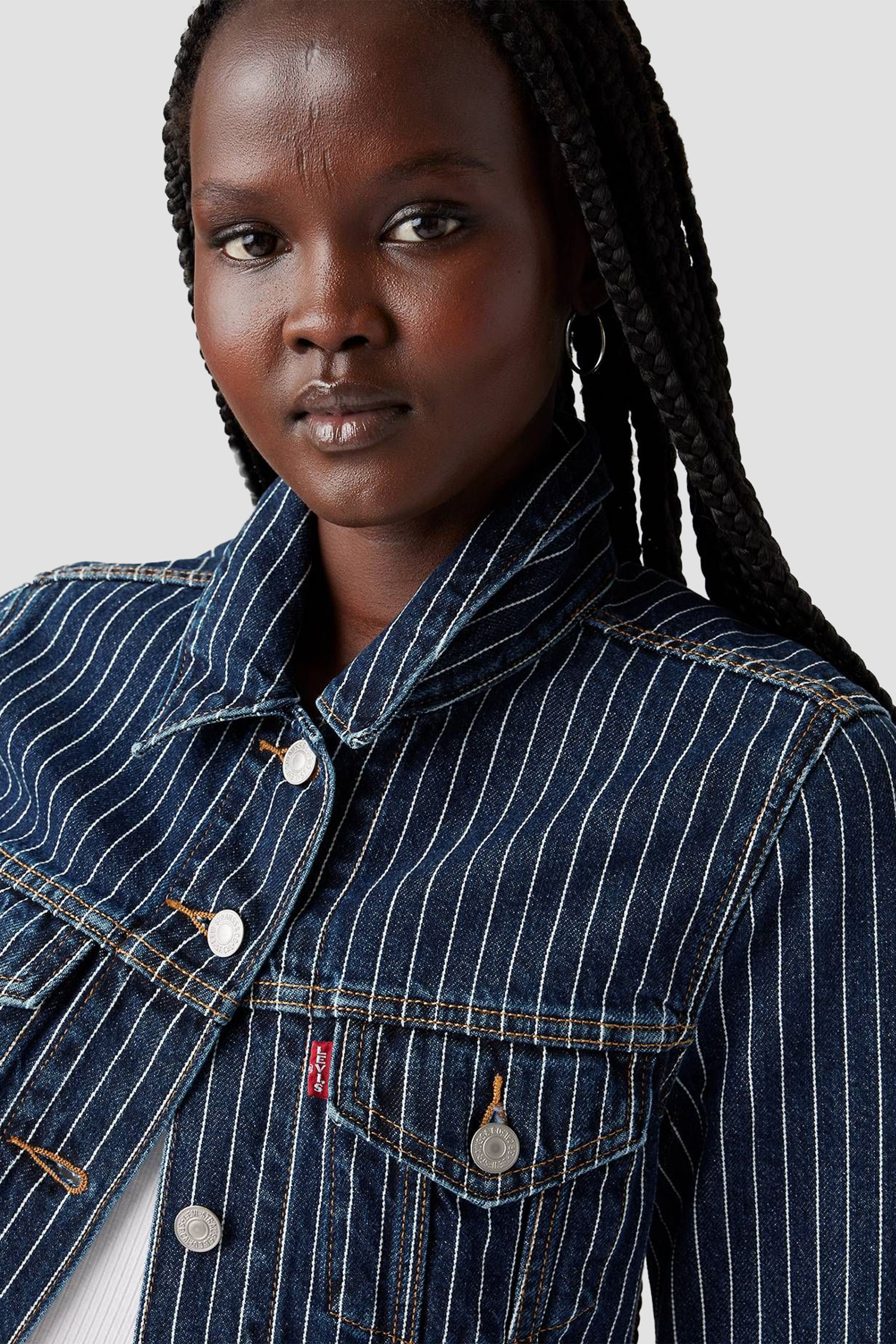 Женская темно-синяя джинсовая куртка в полоску Levi’s® 29945;0198