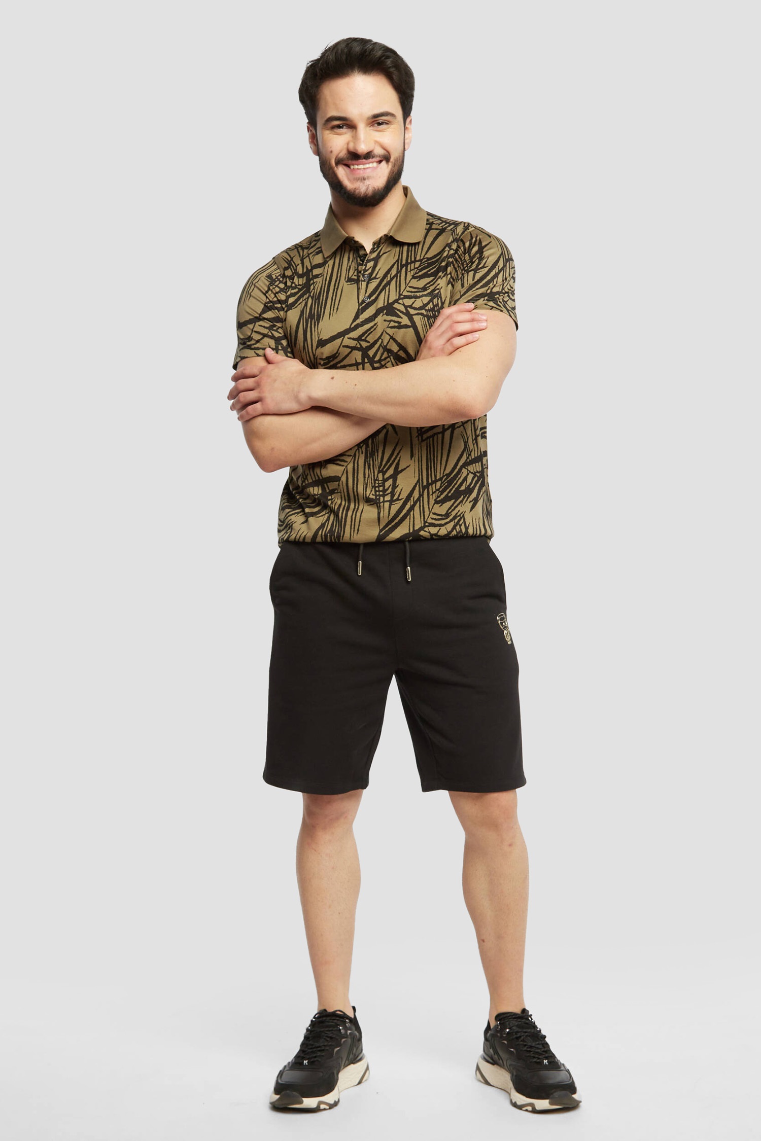 Мужское оливковое поло с узором Karl Lagerfeld 521203.745007;570