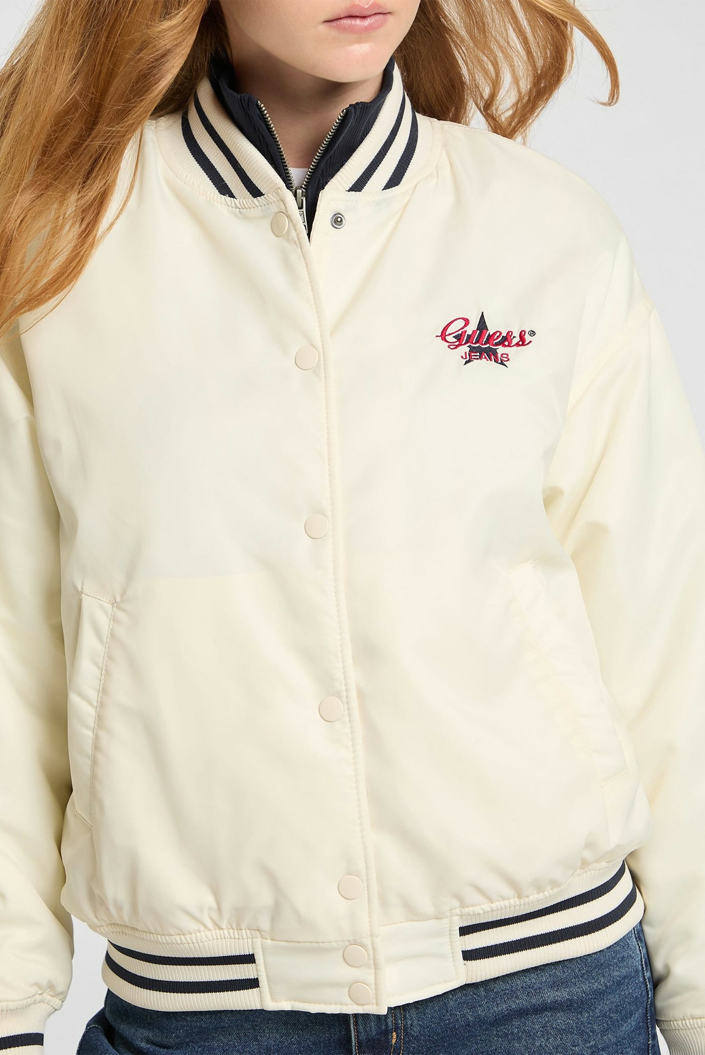 Жіночий білий бомбер Guess Jeans W5RL43.WHAA2;G053