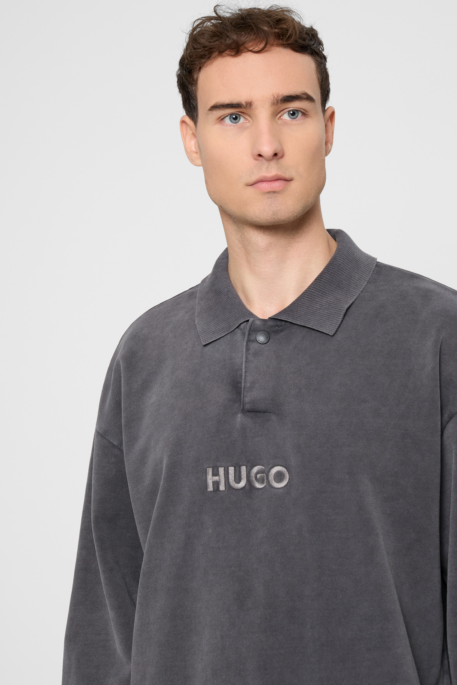 Мужское темно-серое поло HUGO 50546395;017