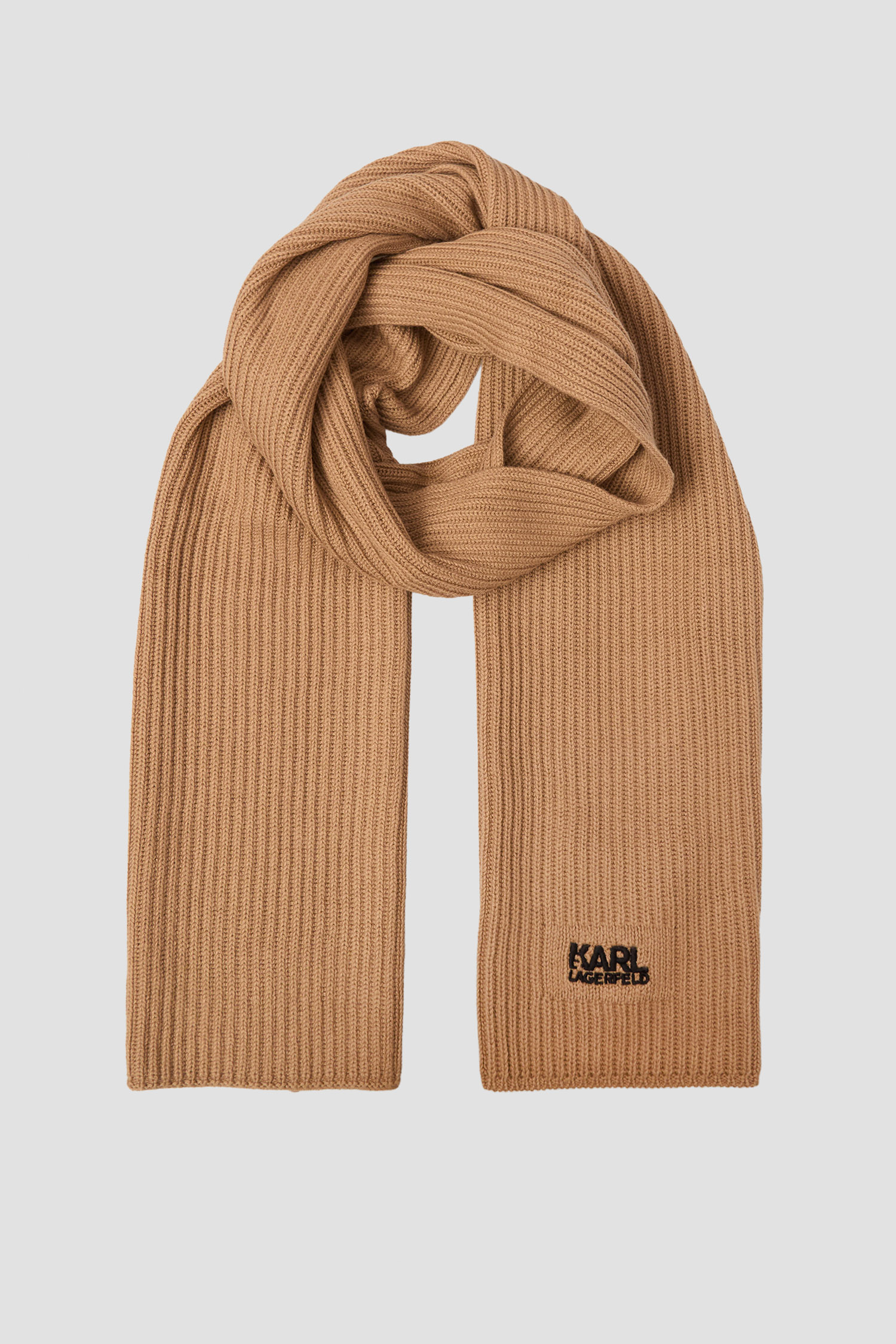 Мужской бежевый шерстяной шарф Karl Lagerfeld 554305.805000;430