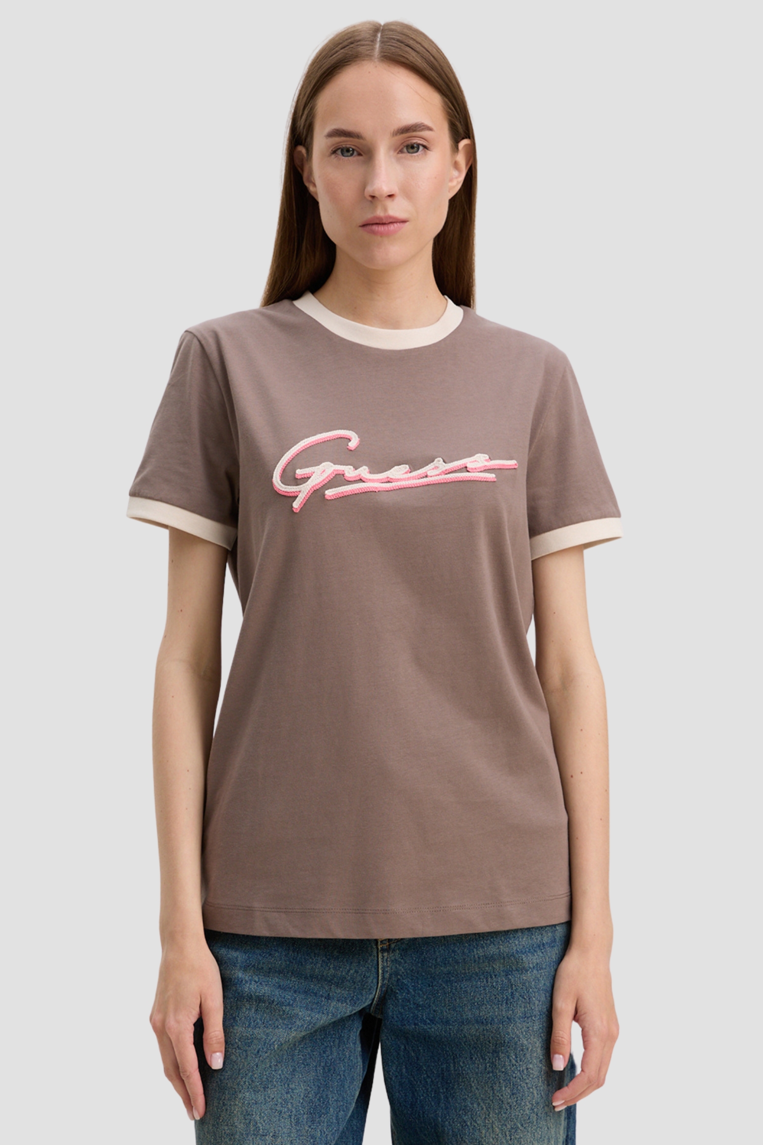 Женская коричневая футболка Guess V4YI05.K8FQ4;A11Q