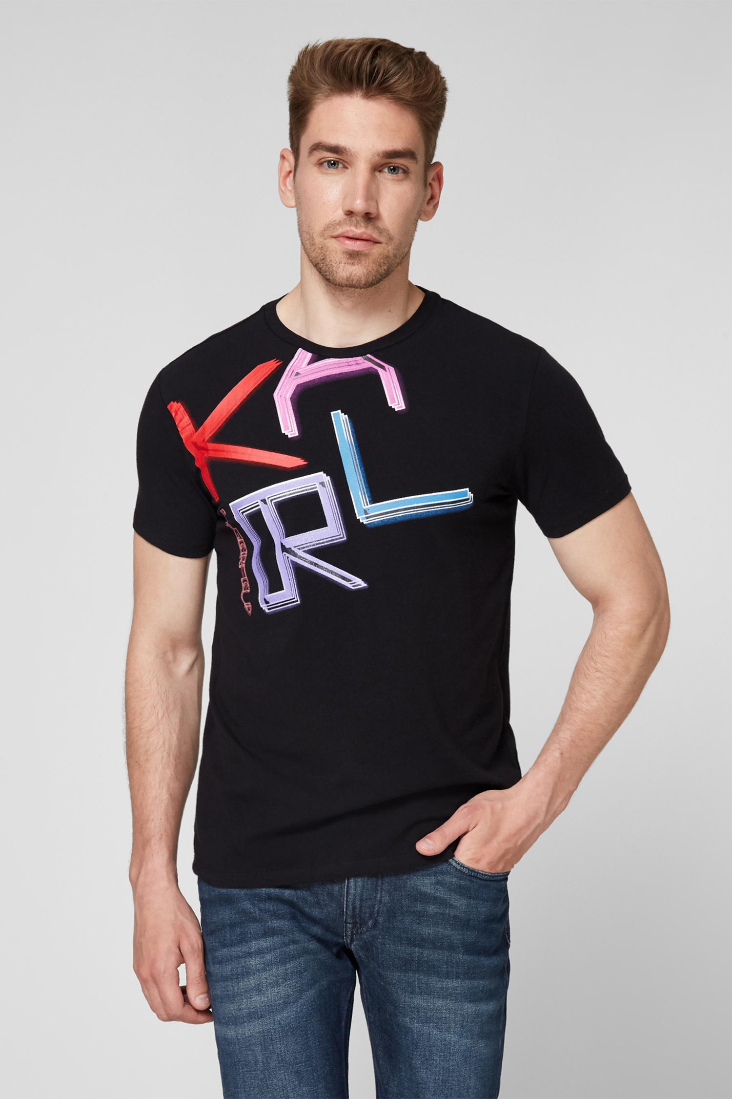 Чоловіча чорна футболка Karl Lagerfeld KL21MTS02;BLACK