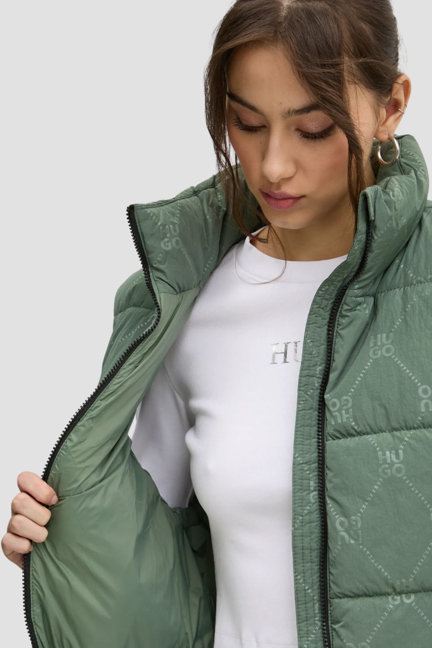 Женский зеленый жилет с узором HUGO 50529347;973