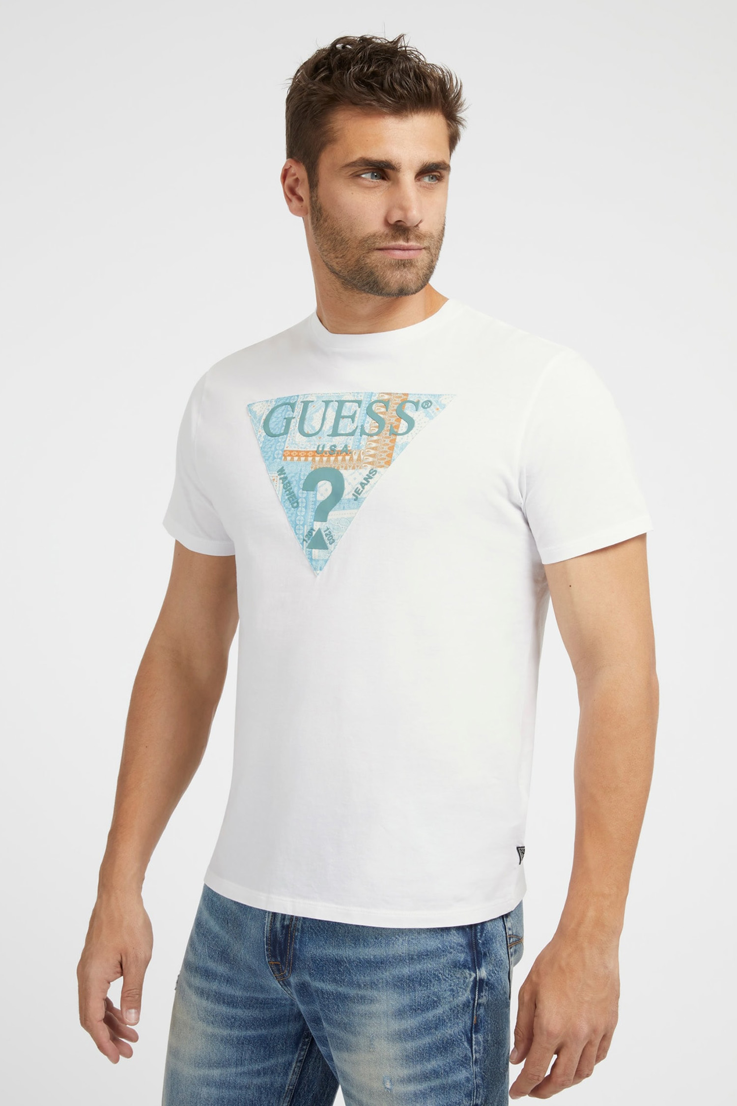 Чоловіча біла футболка Guess M3YI69.K9RM1;G011