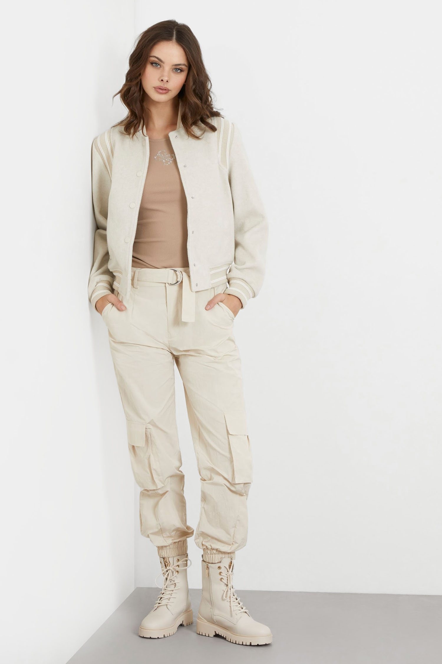 Женский бежевый бомбер Guess W4RL45.WFWS2;F14X