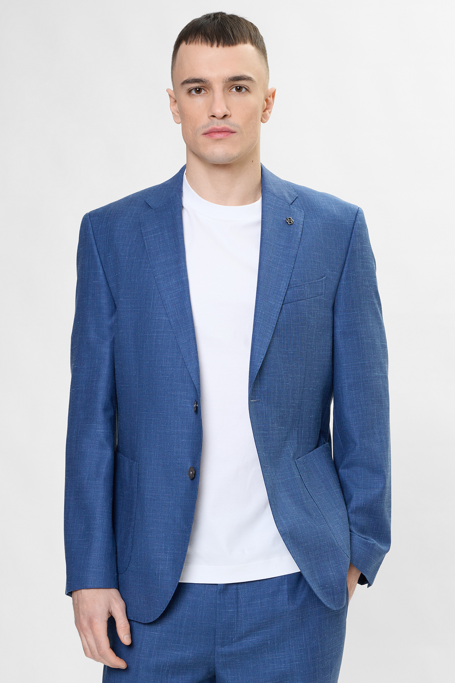 Чоловічий синій вовняний блейзер BOSS 50556936;468