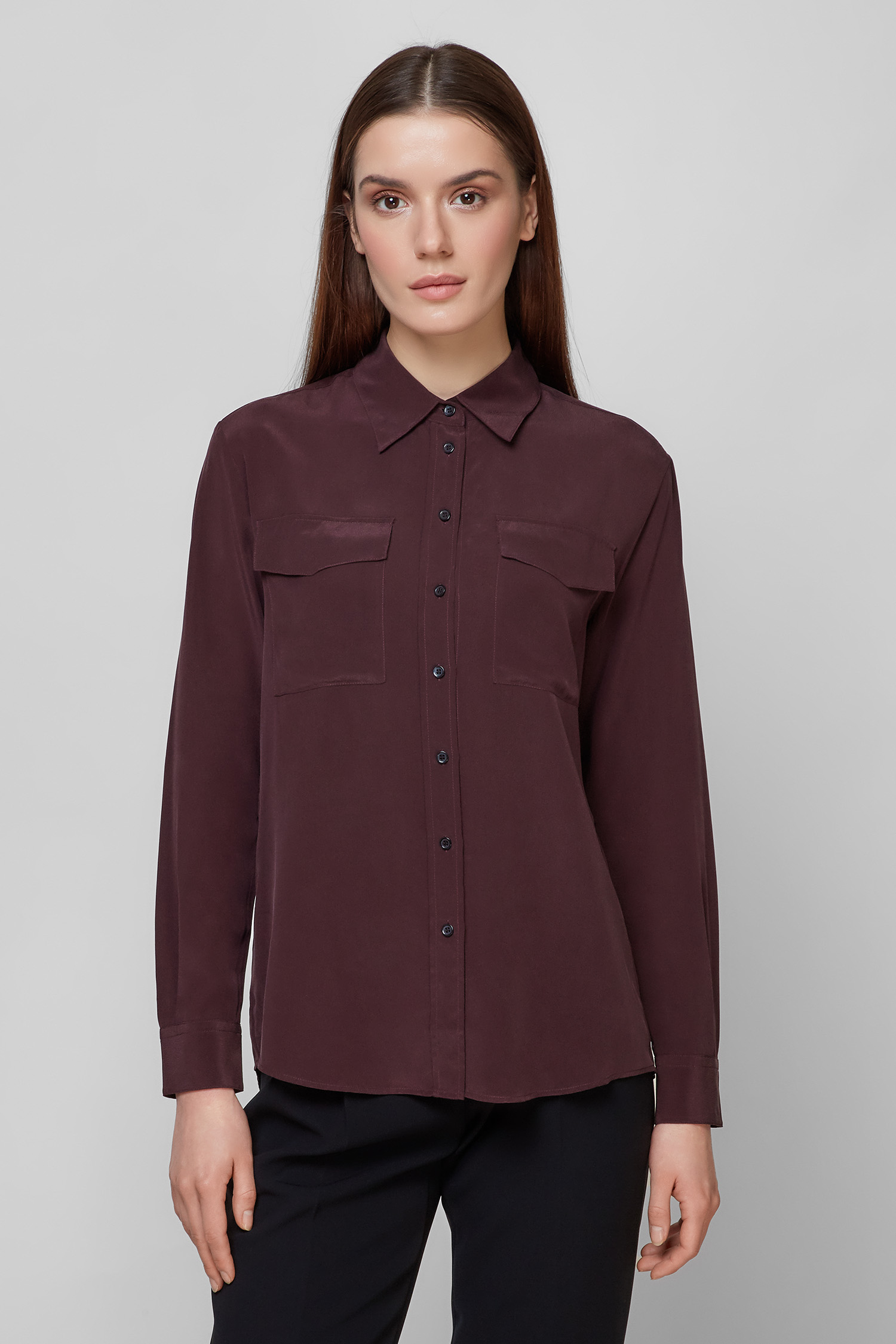 Женская бордовая шелковая блуза BOSS 50447798;608