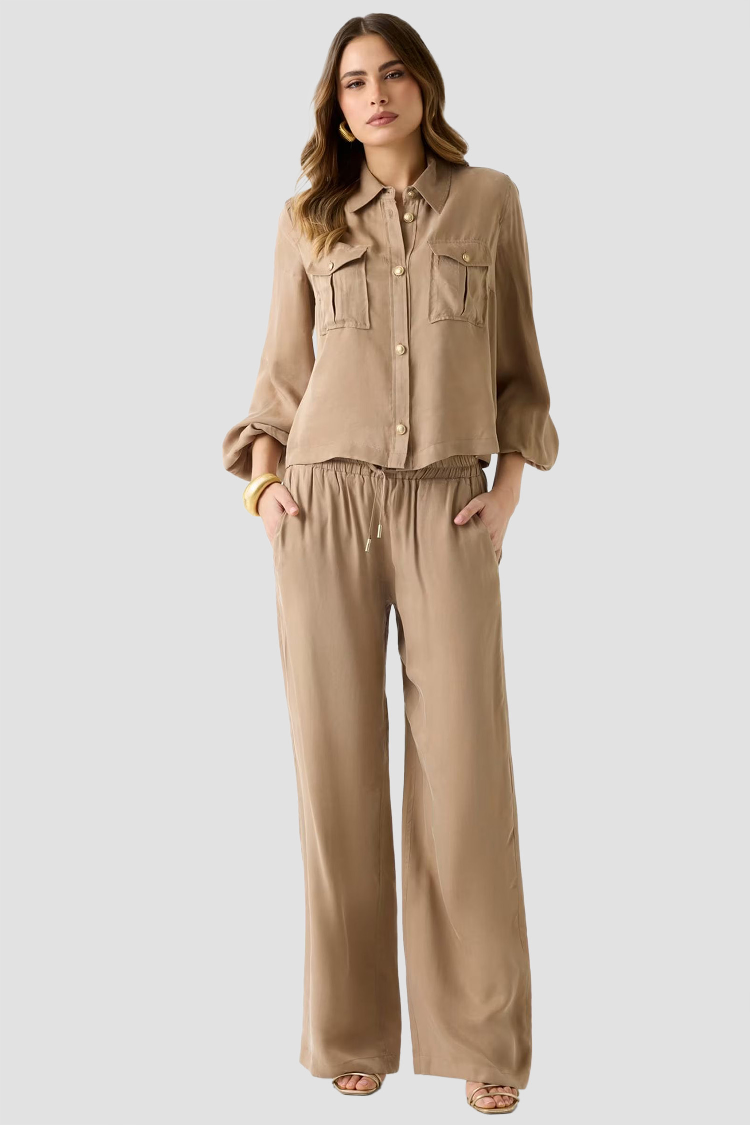 Жіноча бежева сорочка Guess W6GH22.W1789;G1DQ