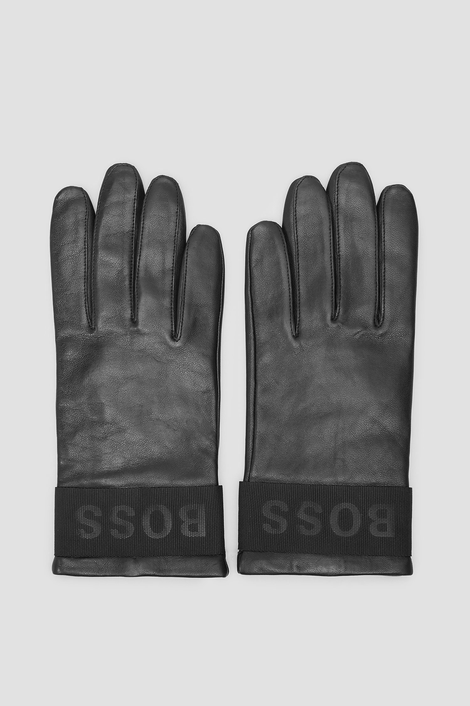 Мужские черные кожаные перчатки BOSS 50436390;001