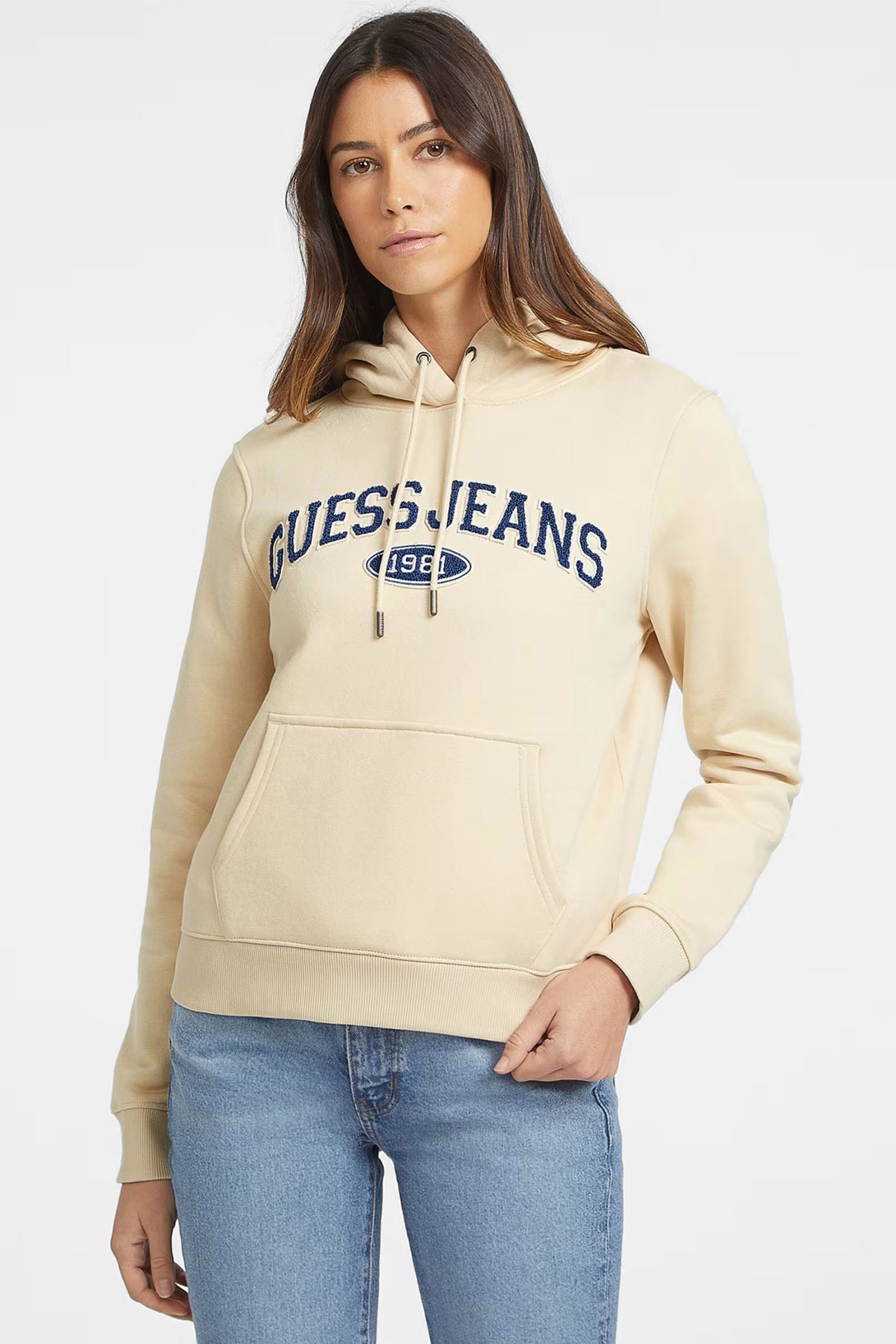 Женское бежевое худи Guess Jeans W4YQ09.KC811;G1W7
