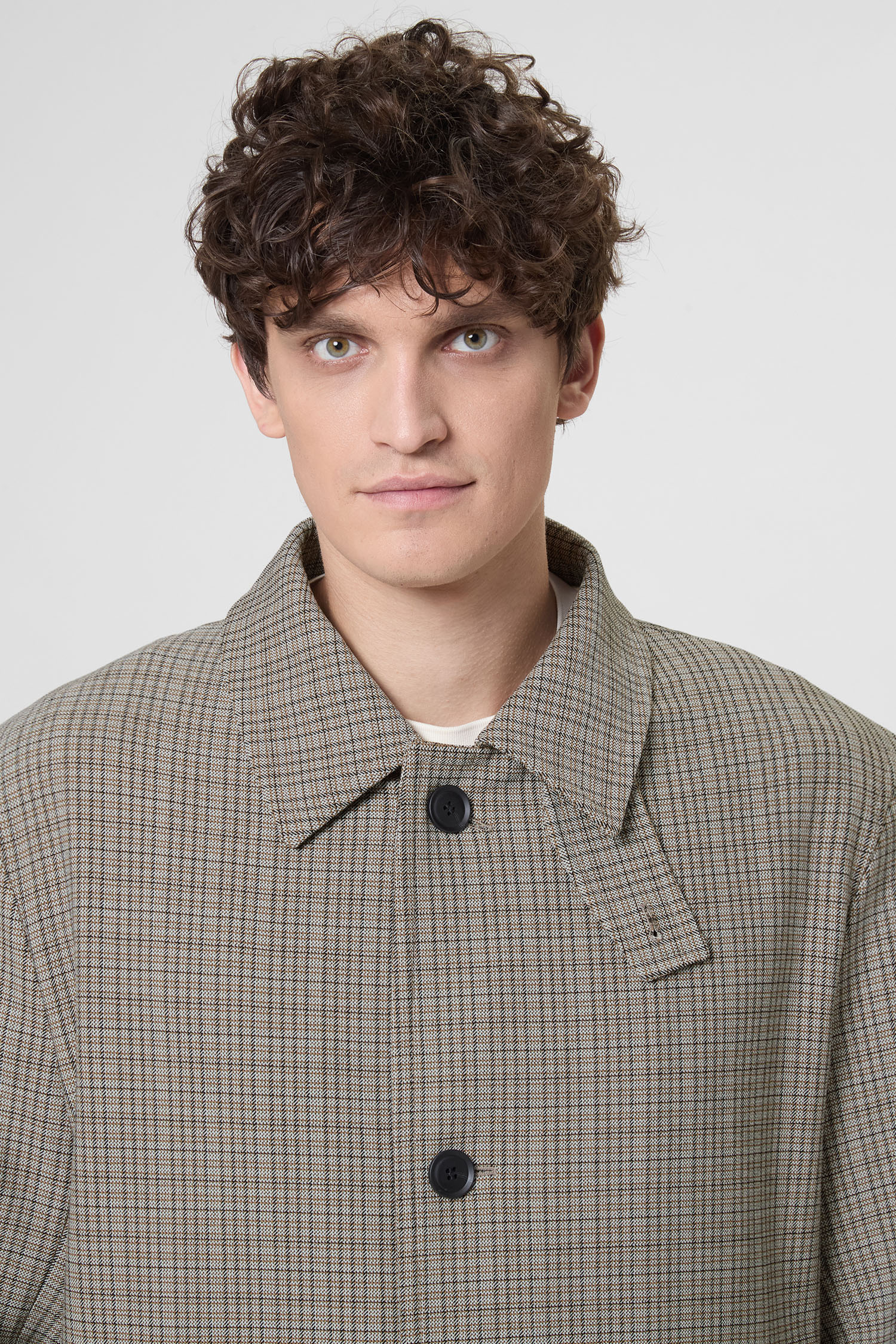 Чоловіче бежеве картате пальто BOSS 50546039;260