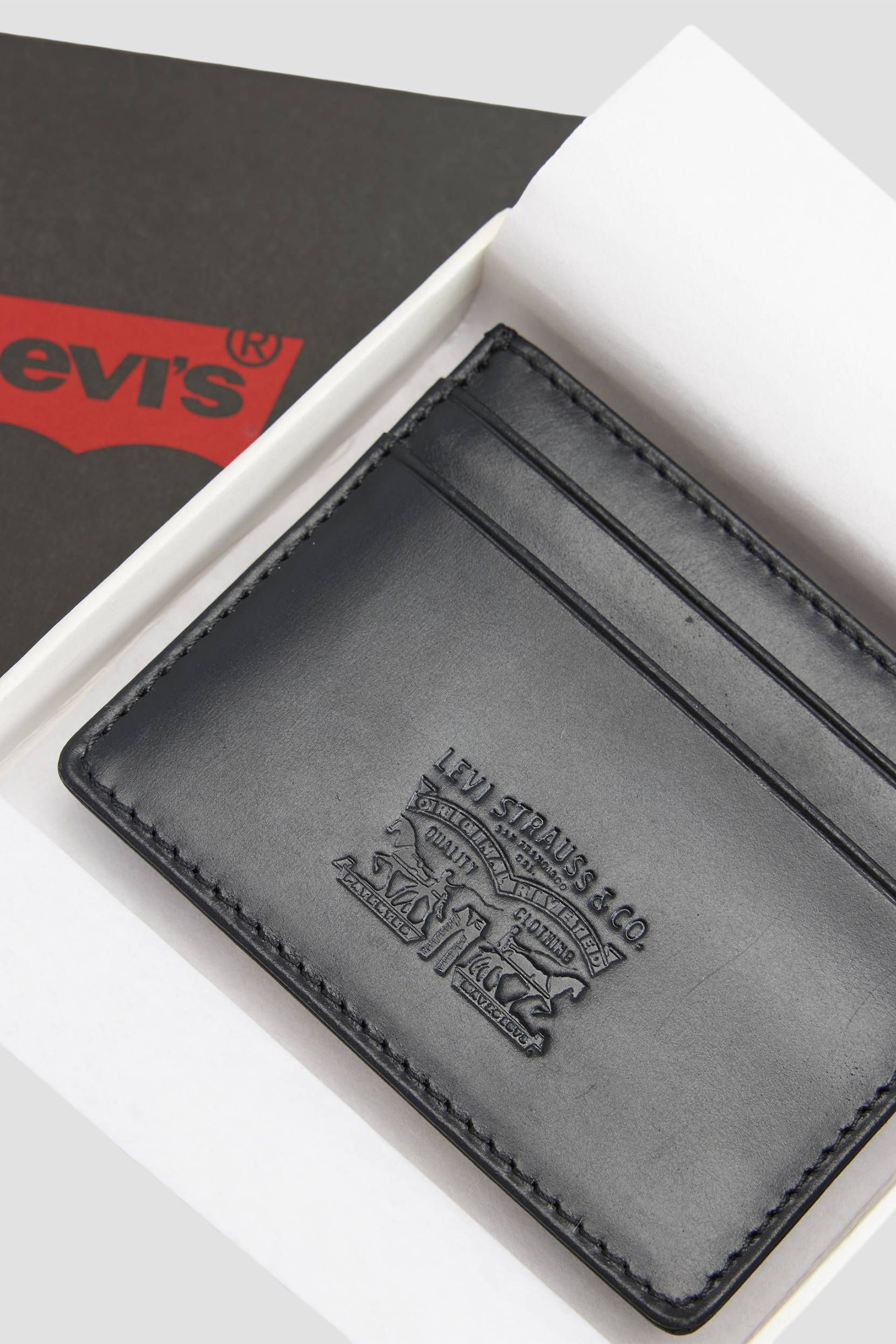 Мужской черный кожаный кардхолдер Levi’s® 005H1;0001