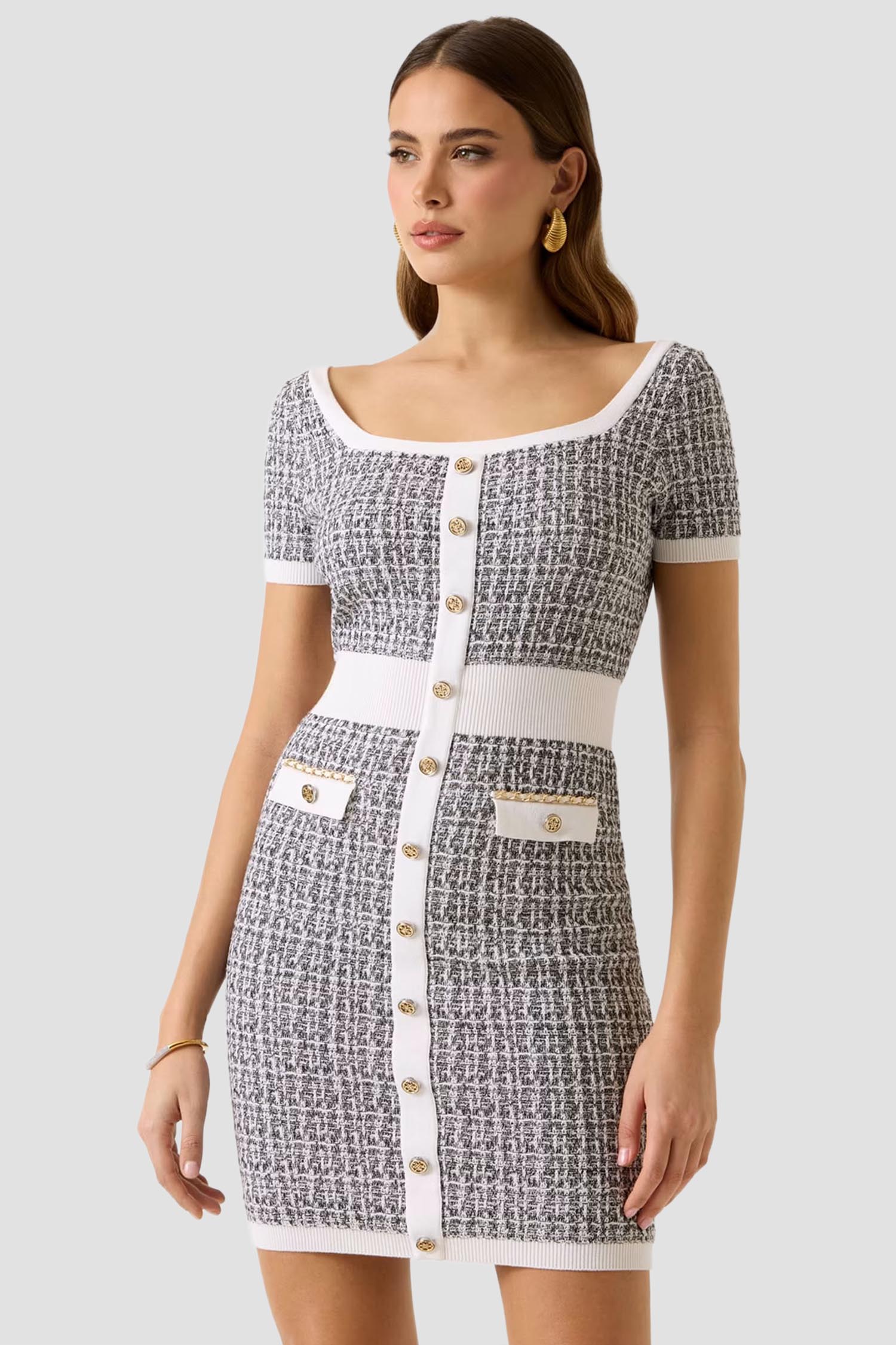 Жіноча сіра твідова сукня Guess W6RK42.Z0361;FJ5N