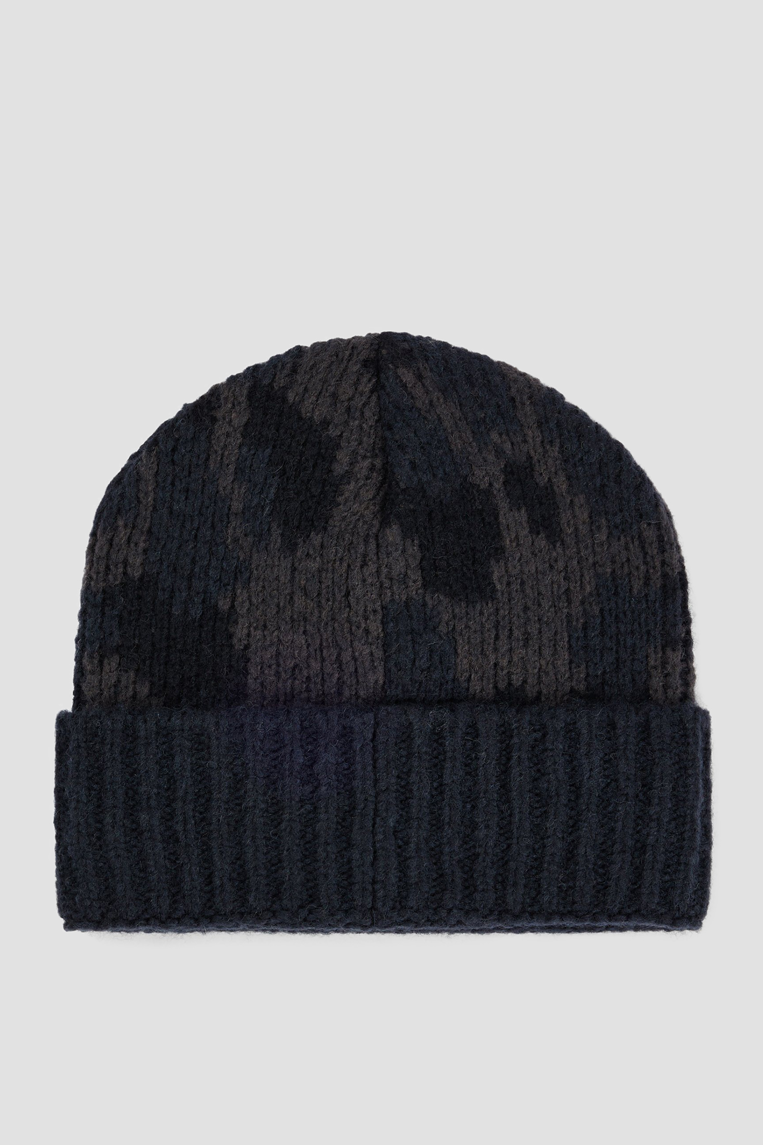 Мужская темно-серая шерстяная шапка с узором HUGO 50502558;028