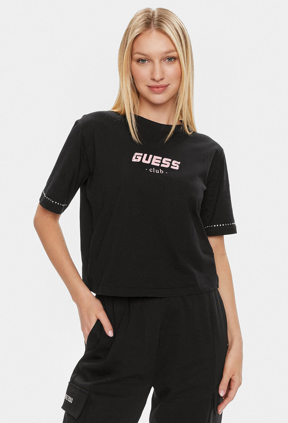 Женская черная футболка Guess V4GI11.JA914;JBLK — Ultrashop