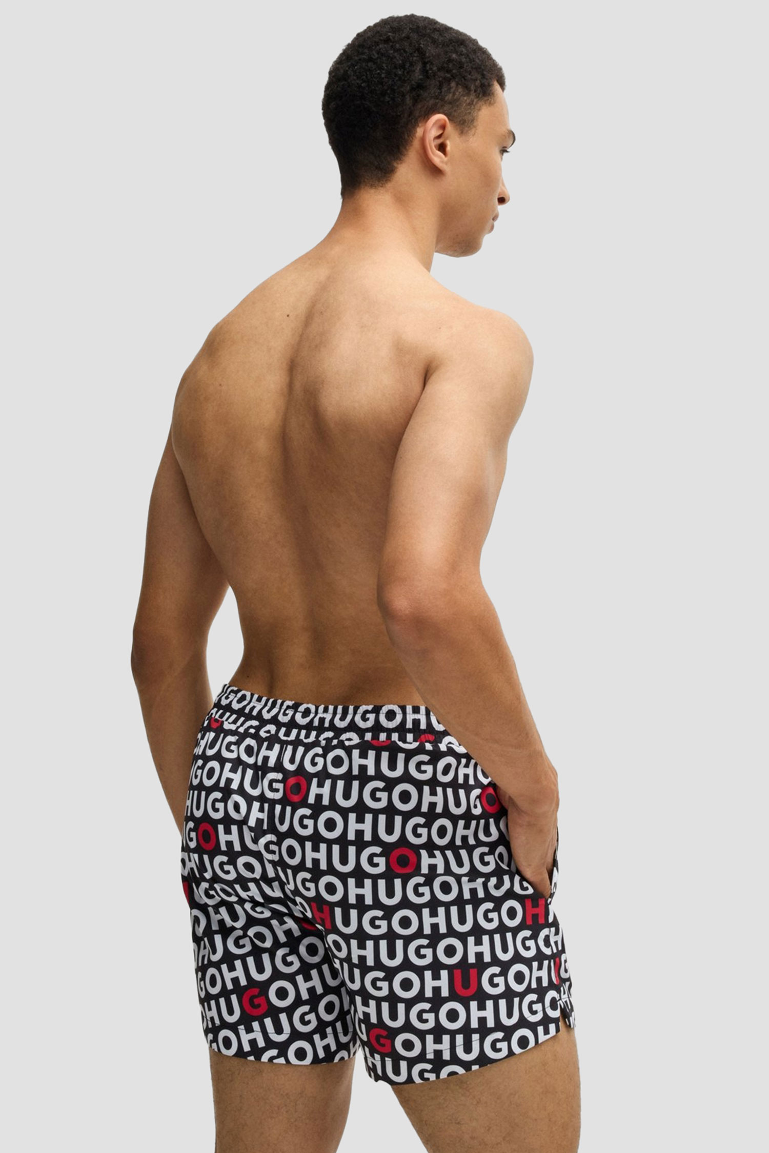 Мужские черные плавательные шорты с узором HUGO 50535412;001