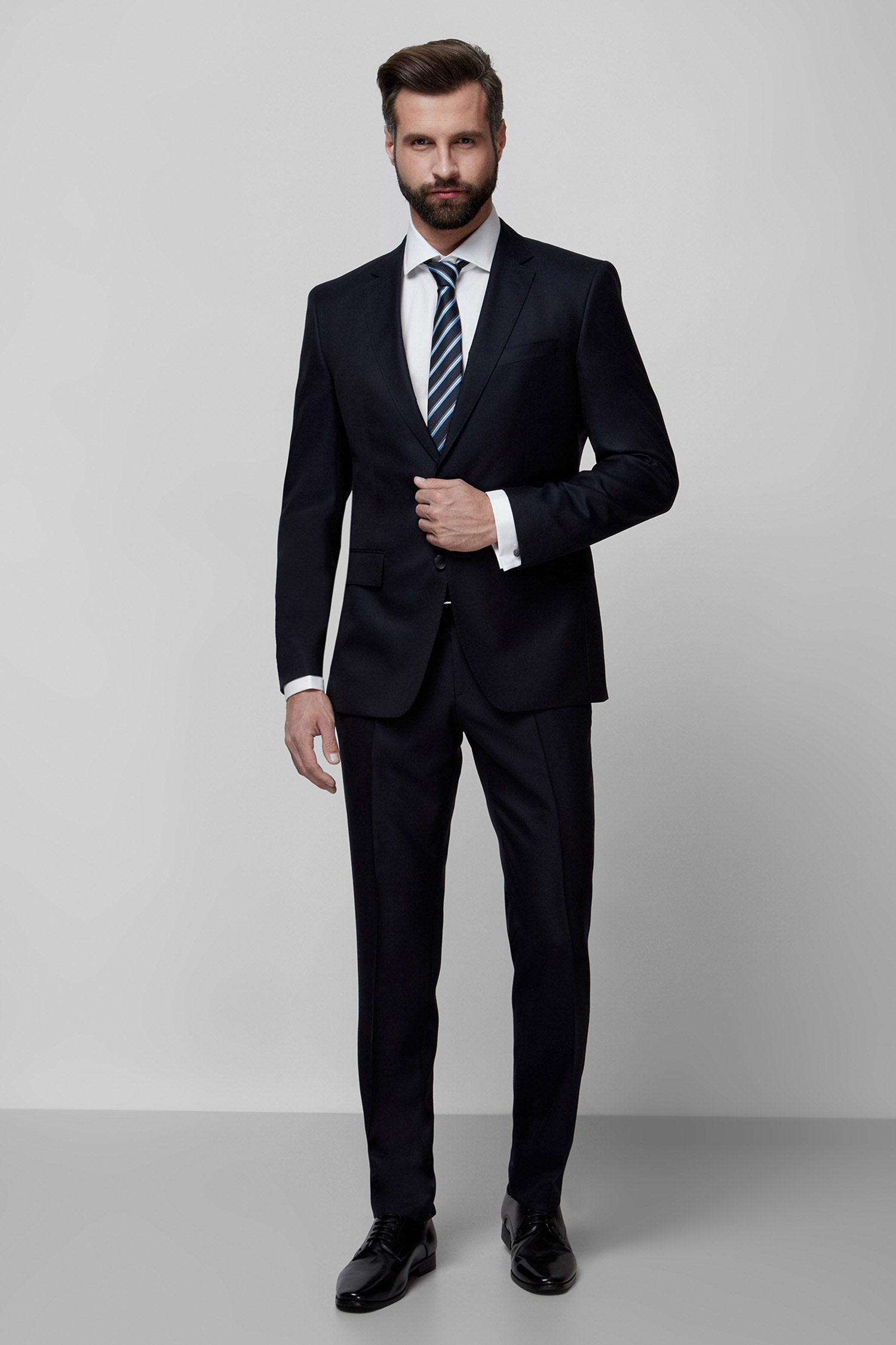 Мужской темно-синий шерстяной костюм (пиджак, брюки) BOSS 50464869;404